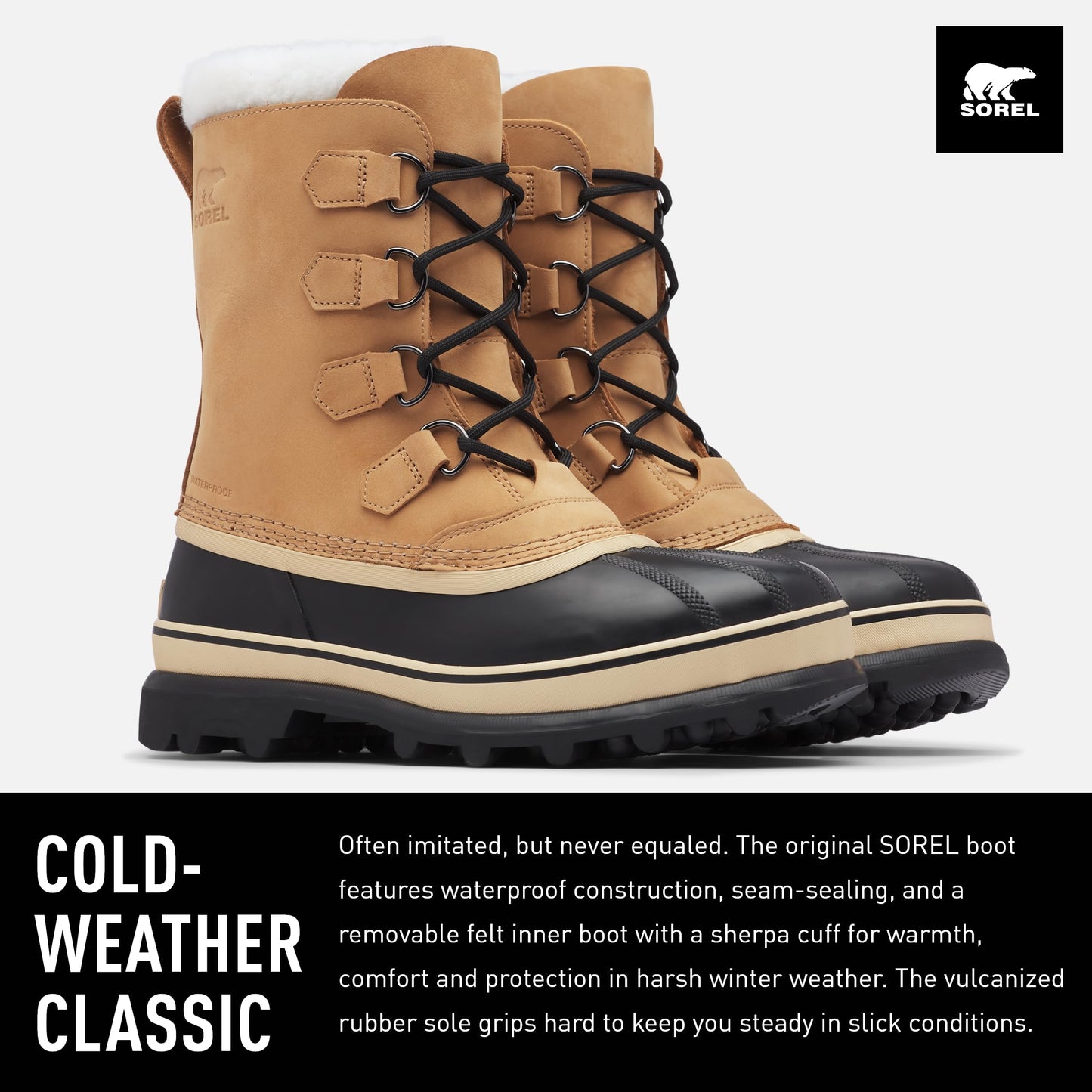 Sorel Mens Caribou Waterproof Snow Boots Winter Warm Fur Lined Mid-Calf