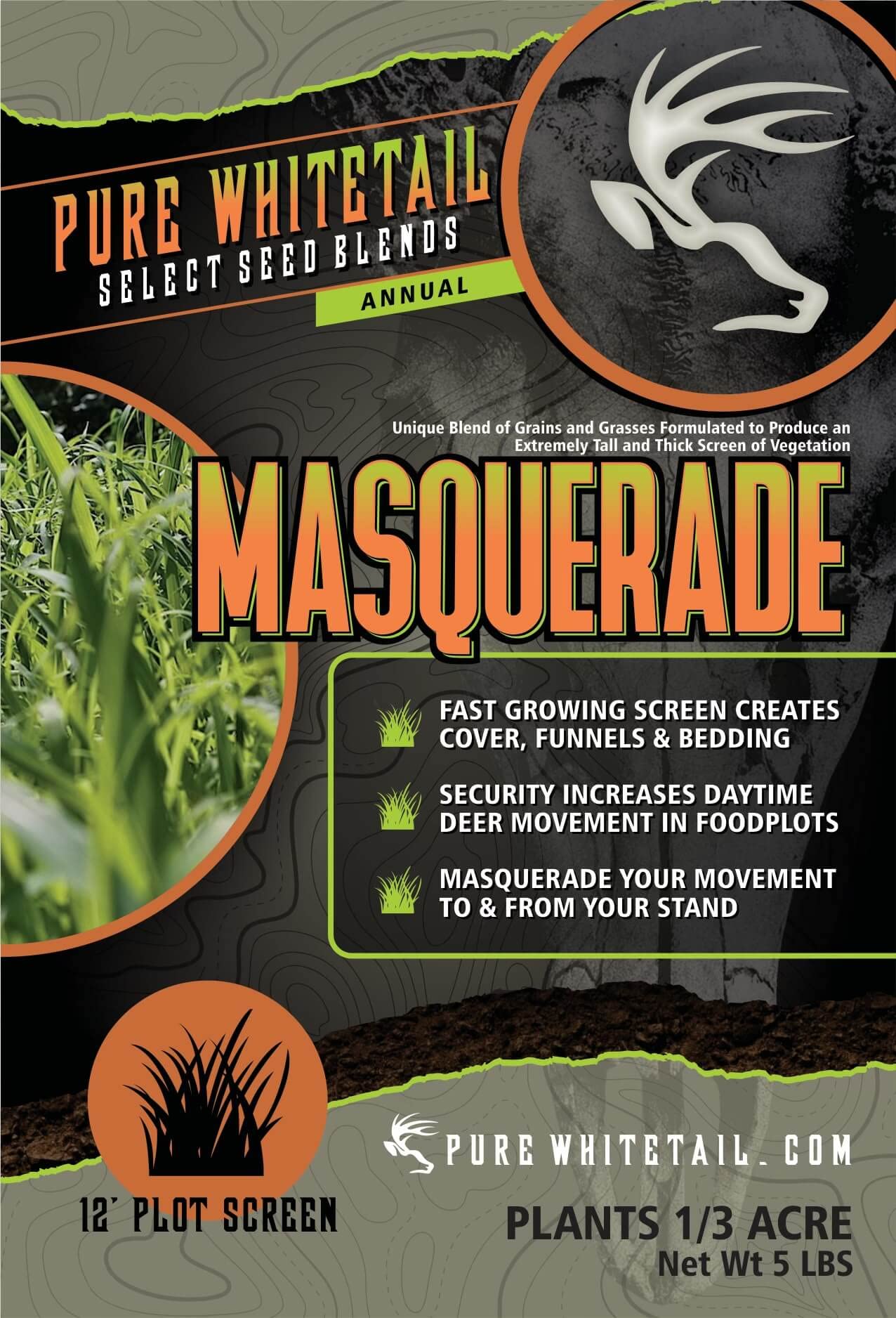 Shady Patch | All Year Deer Feeder | No Plow Food Plot Seed for Deer | Deer Food Plot Seed | White Clover Winfred Forage Brassica Rye Grass Rape Seeds| 5 lb Bags | 3-Pack