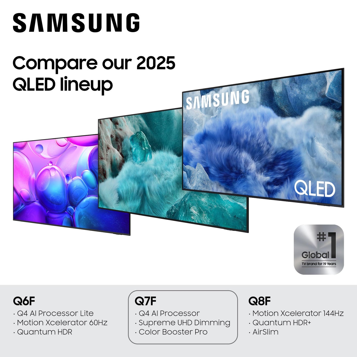 Samsung 65-Inch Class QLED Q7F Series Samsung Vision AI Smart TV (2025 Model, 65Q7F) Quantum HDR, Object Tracking Sound Lite, Q4 AI Gen1 Processor, 4K upscaling, Gaming Hub, Alexa Built-in
