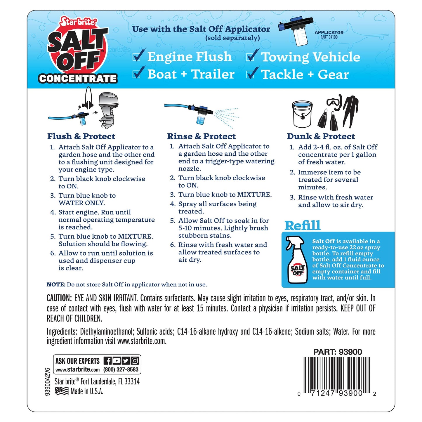 STAR BRITE Salt Off Concentrate - 1 Gallon - Ultimate Salt Remover Wash & Marine Engine Flush for Boats, Vehicles, Trailers, and More (093900N)