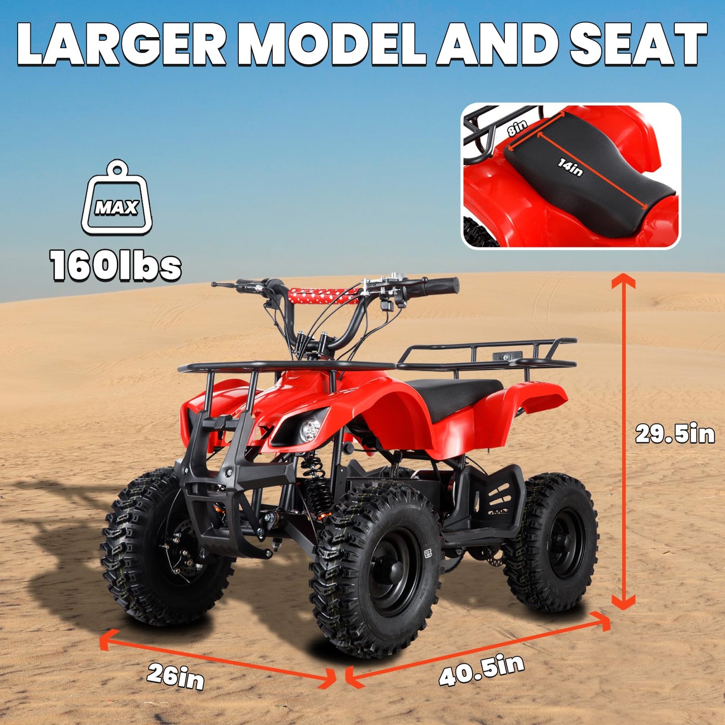 36V Electric ATV Dirt Quad Electric Four-Wheeled ATV with 500W Brushless Powerful Motor Off-Road Vehicle Electric Kids ATV Ride on ATV for Big Boys Girls Ages 5+, Black