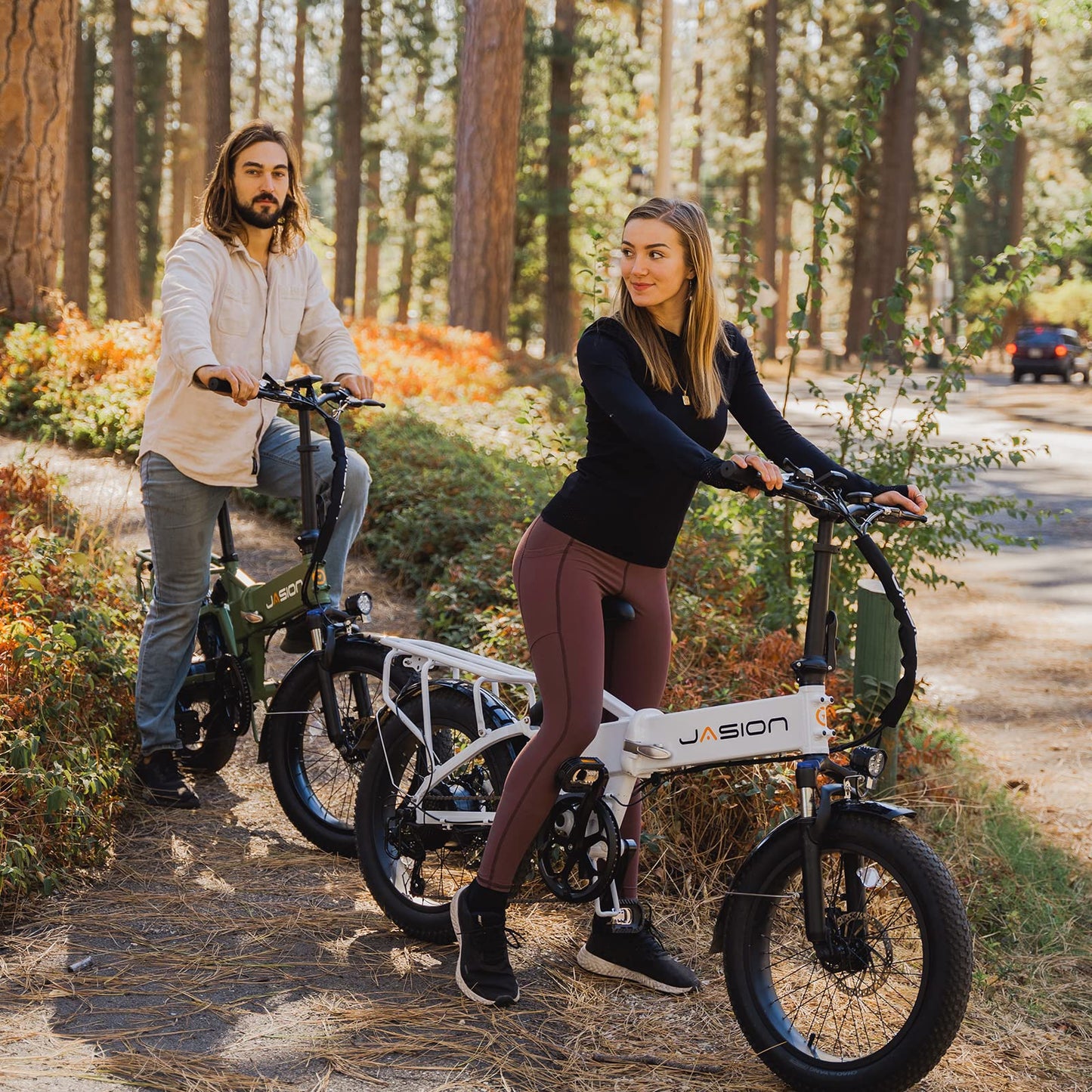 Jasion EB7 2.0 Electric Bike for Adults, 1200W Peak Motor 28MPH Max Speed Folding Ebike, 48V 10AH Removable Battery, 20" Fat Tire with Dual Suspension, 7-Speed Electric Bicycles, UL Certifiled