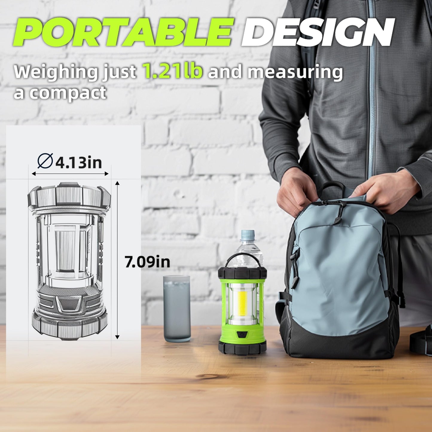 Rechargeable Camping Lantern, 3000LM 5 Light Modes Camping Light 4400 Capacity Phone Charger LED Impact-Resistant Flashlight Lantern Portable Waterproof Hurricane Lanterns for Emergency(Pale Green)