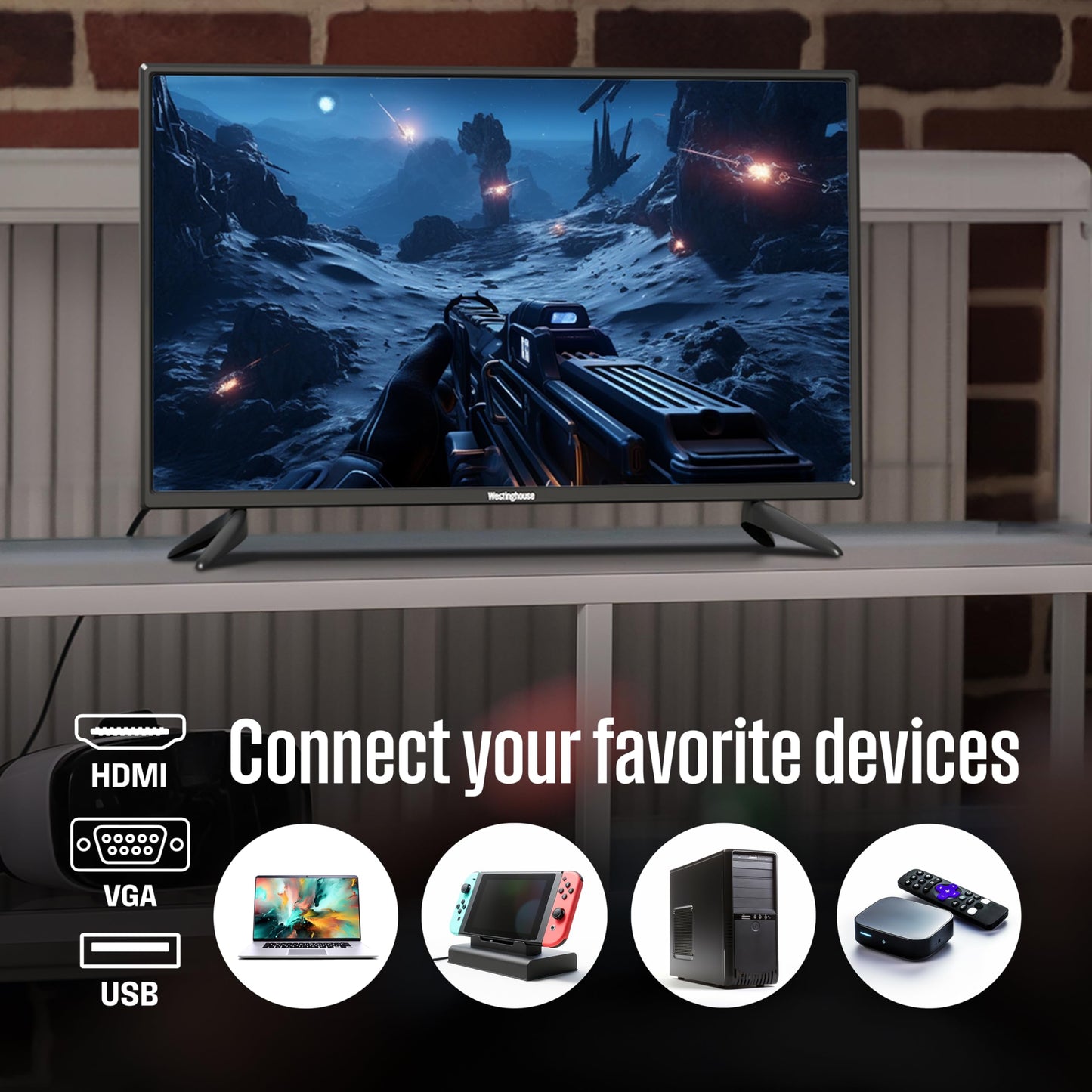 Westinghouse 32 Inch TV, HD LED Small Flat Screen Non-Smart Television, Works with Fire Stick, Roku, Apple TV, TiVo, Xumo, and Streaming Devices