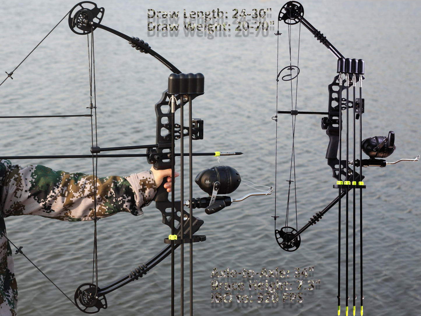 Compound Bow Fishing Combo Kit - 20-70 LBS Hunting Bow with Bowfishing Arrow and Fishing Reel for Bowfishing Archery Hunting, Complete Kit