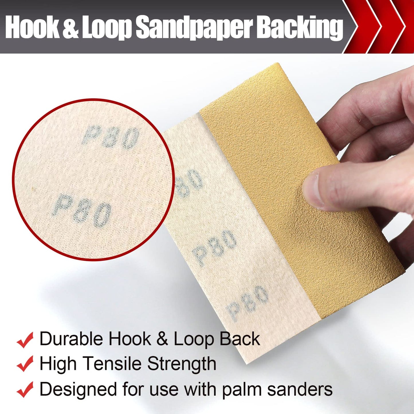 50 Pcs 1/4 Sheet Sandpaper, Premium Sand Paper 80/120/150/220/320/400 Grit Sandpaper Sheet Sand Paper Assortment for Wood Metal Automotive Palm Sanders 5.5" x 4.5"