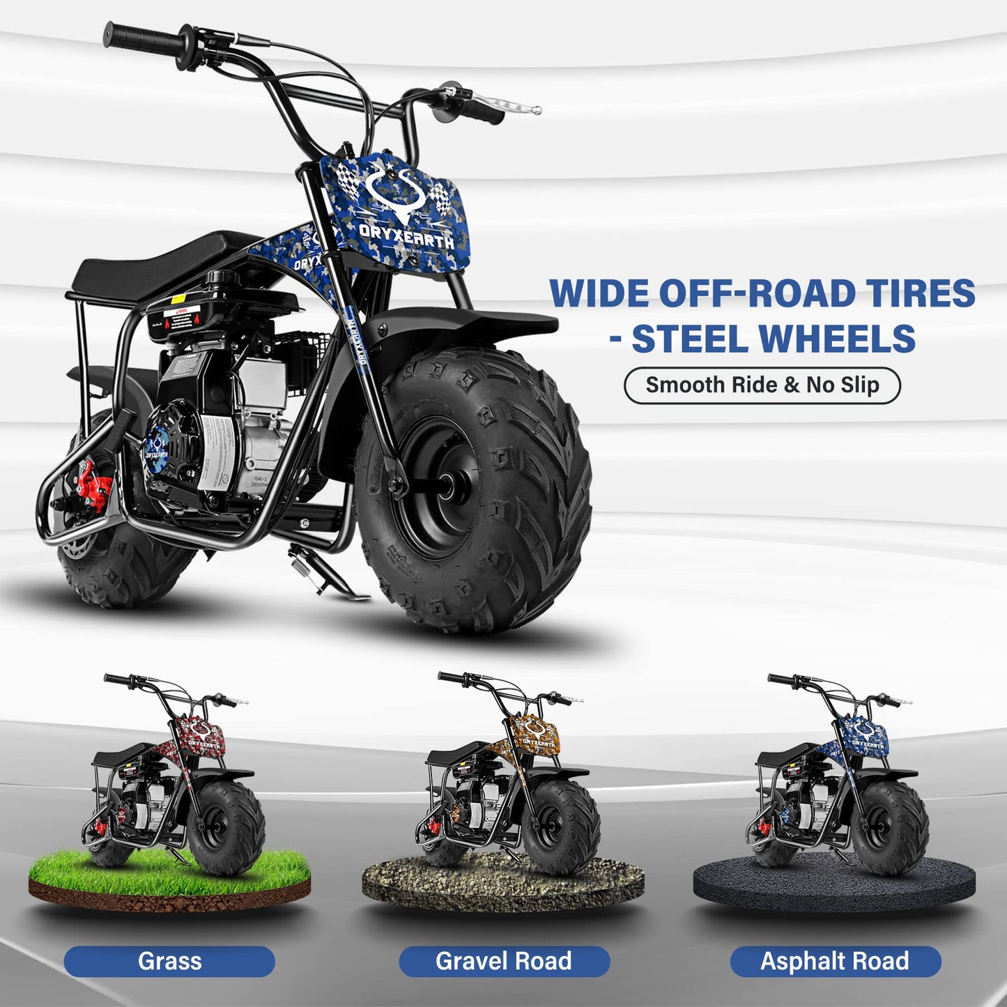 Oryxearth Mini Dirt Bike for Kids, 105CC 4-Stroke Kid Gas Powered Off-Road Pocket Pit Trail Motorcycle W/EPA Approved, Up to 24 Mph Weight Support 185 LBS