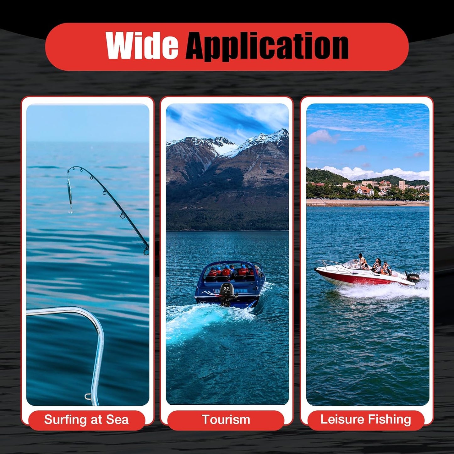 4-Stroke HANGKAI 6.5HP Outboard Motor Gas Powered, 123CC Fishing Boat Engine Outboard Motor Engine for Inflatable Boat Kayak Canoe Sailboat 5000-6000r/Min