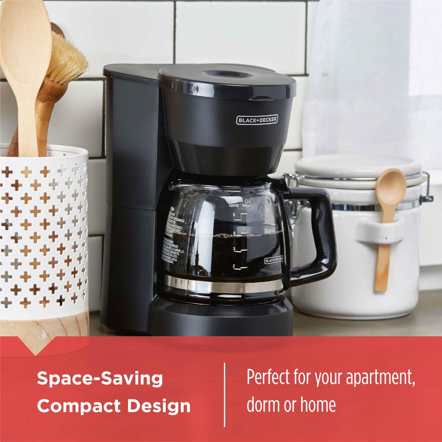 BLACK+DECKER 12-Cup Coffee Maker with Easy On/Off Switch, Easy Pour, Non-Drip Carafe with Removable Filter Basket, Vortex Technology, Black