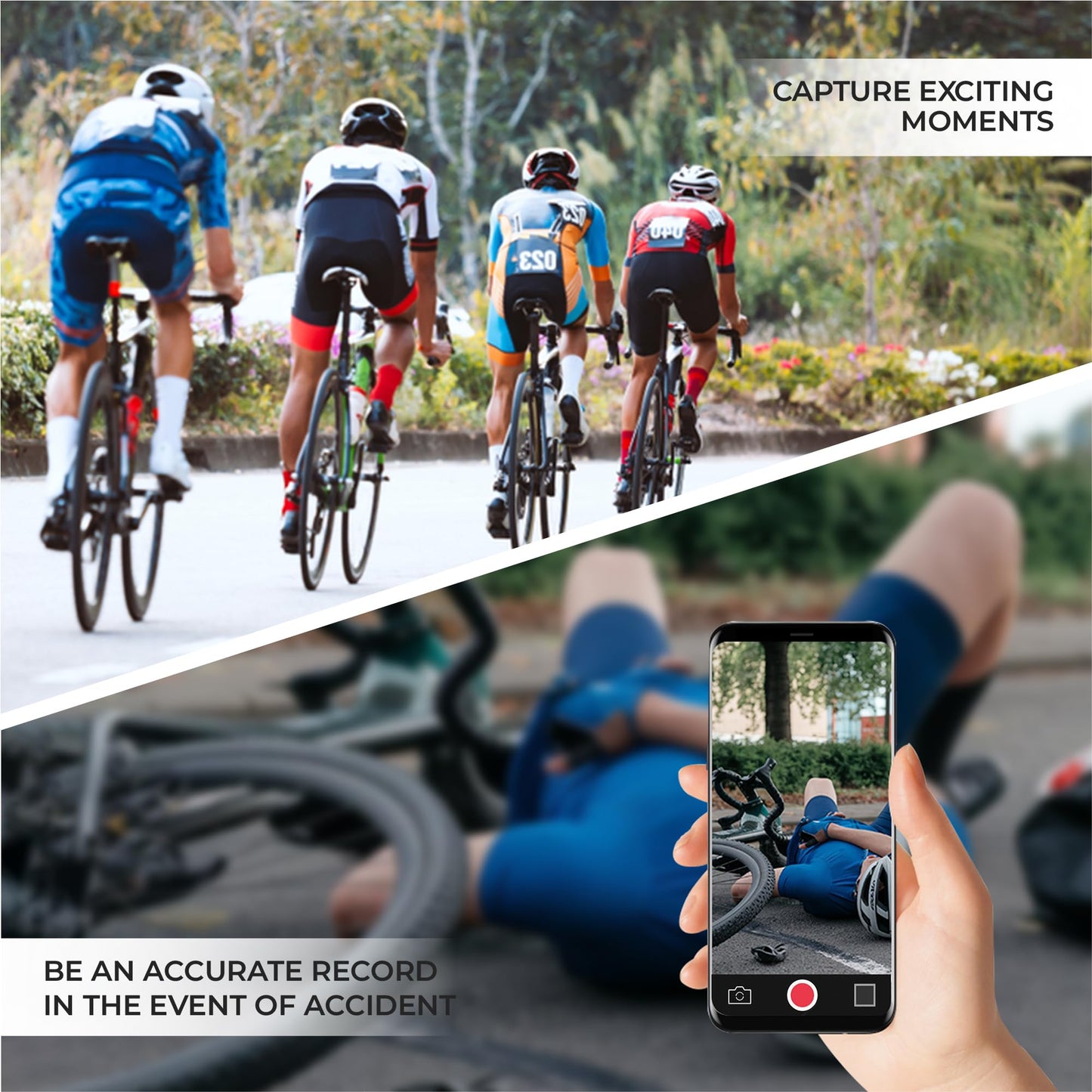 TIROL SUPPLIES Gopro Bike Camera for Handlebar with 170° Wide Angle, 1.2 oz (41g), HD 1080P, Loop & Emergency Recording, Bicycle, Outdoor Sports, USB Rechargeable & Portable Mini Action Cam