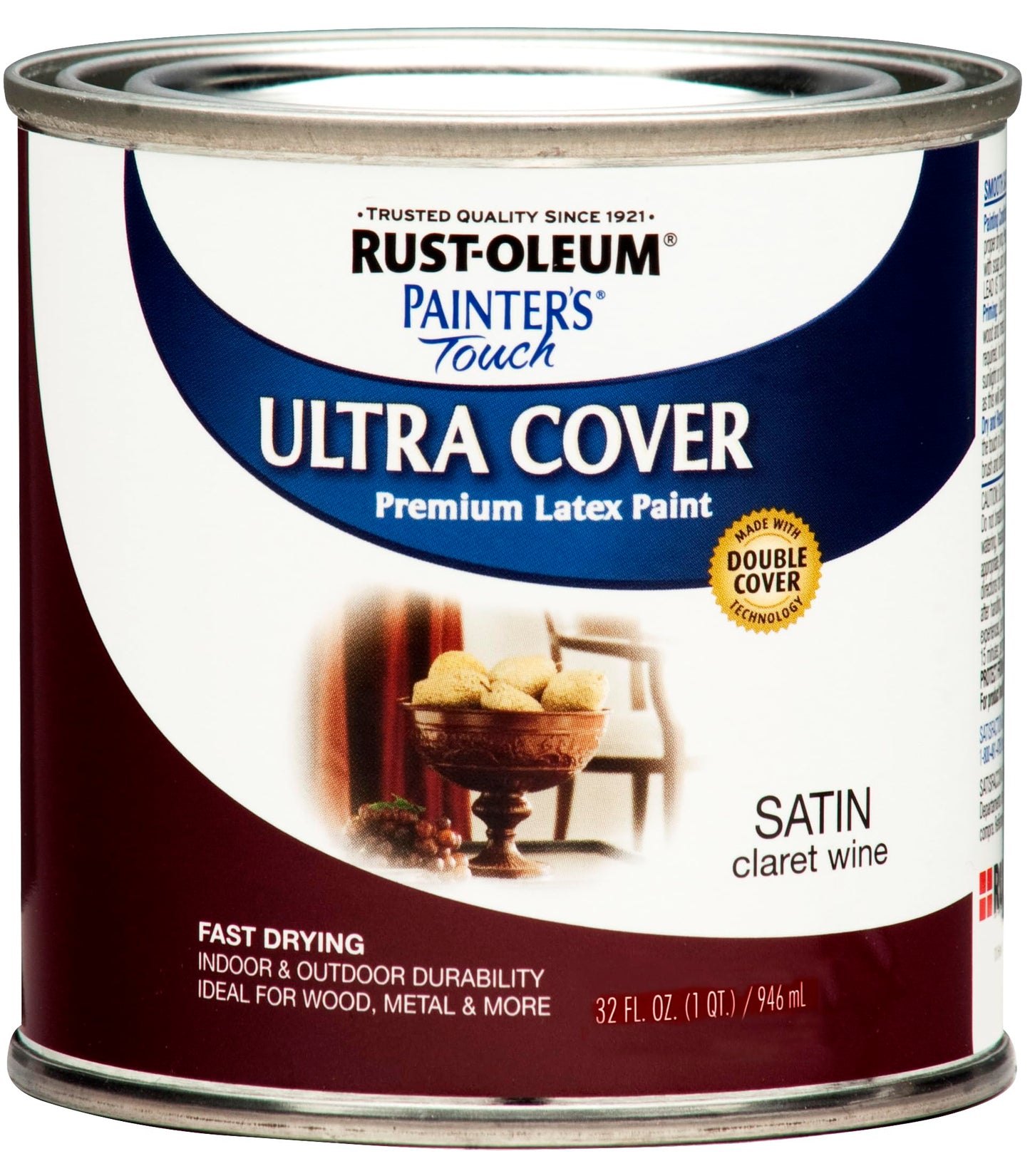 Rust-Oleum 1976502 Painter's Touch Latex Paint, Flat Black 32 Fl Oz, 1 Quarts, (Pack of 1)