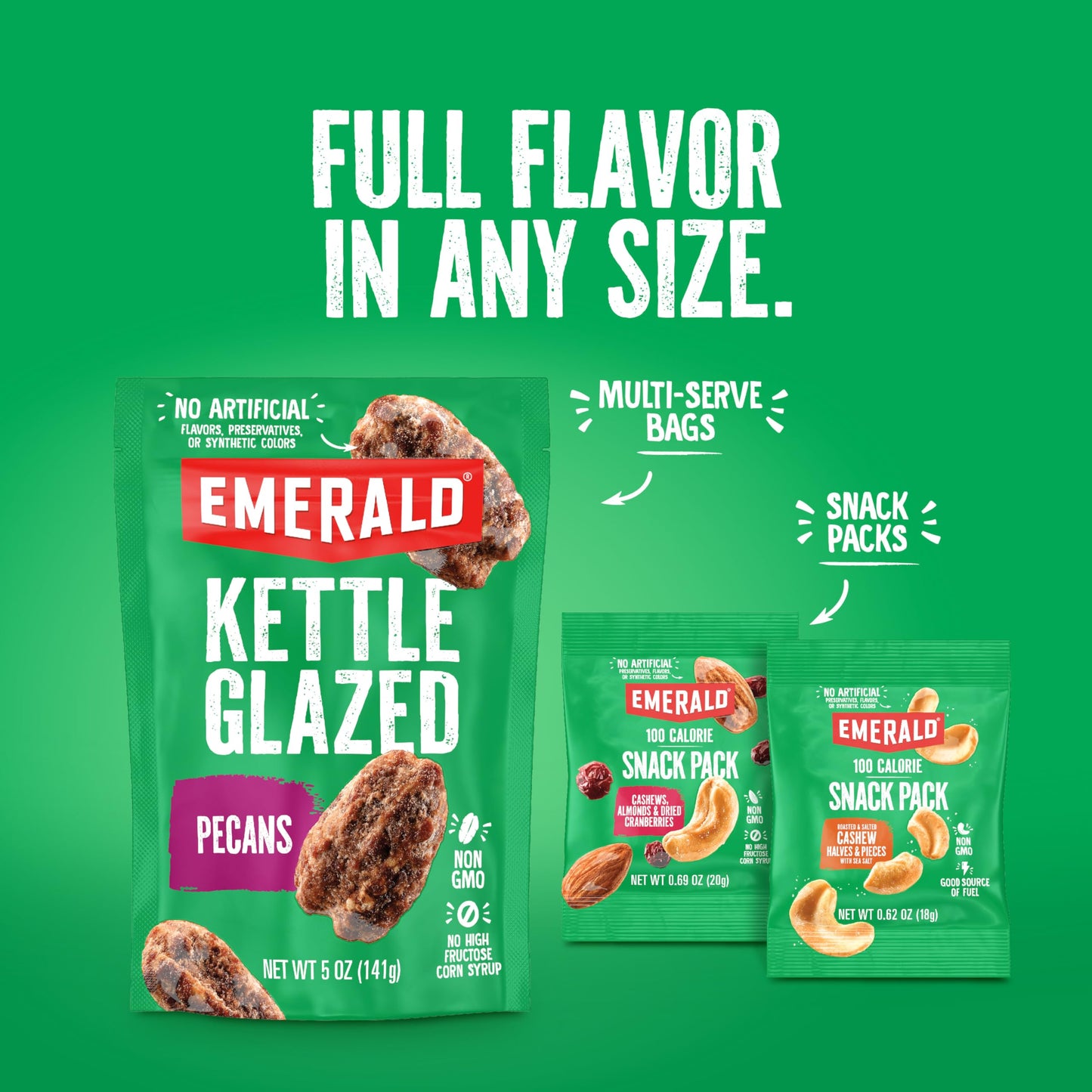 Emerald Nuts Mixed Nuts Variety Pack 18ct (1-Pack) , 100-Calorie Individual Packs , Features Dry Roasted Almonds, Natural Almonds & Walnuts, and Roasted & Salted Cashews