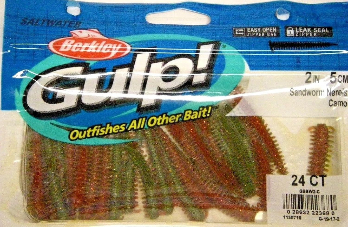 NEW Berkley Gulp! Saltwater Fishing Lure 2" SANDWORM GSSW2-C CAMO