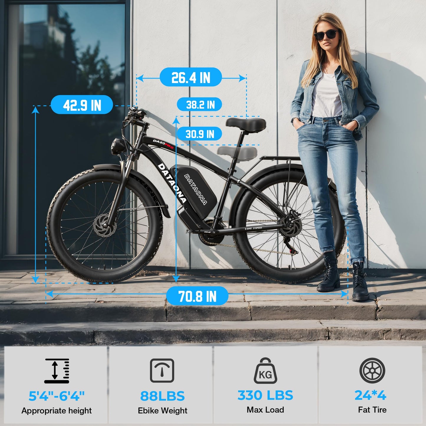 Peak 3000W/5000W Dual Motor Ebike for Adults, 52V 23Ah/32Ah Battery, 37-45MPH Max Speed Up to 80-100 Miles Range, 7/21 Speed 24"/26" Fat Tire with Hydraulic Brake UL Certificated Electric Bike Bicycle