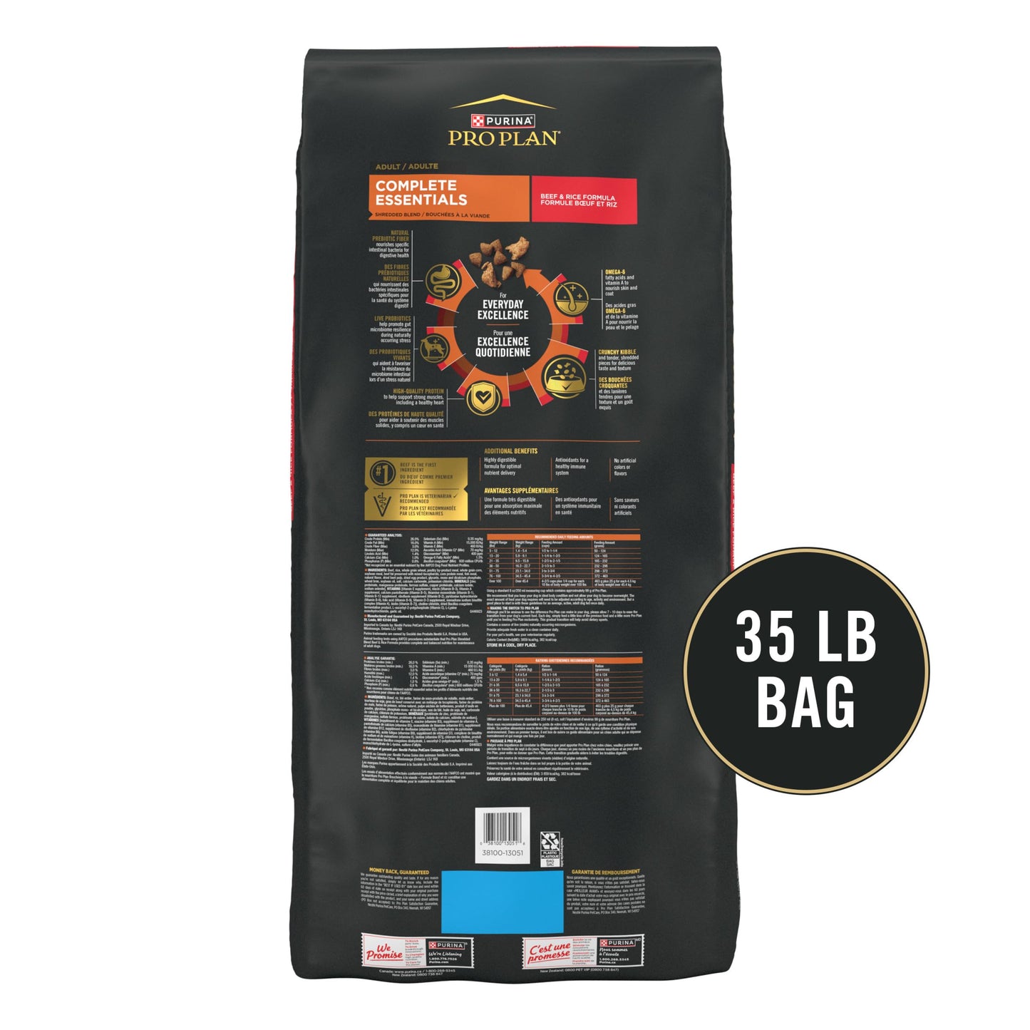 Purina Pro Plan Complete Essentials Shredded Blend Chicken and Rice Dog Food Dry Formula with Probiotics for Dogs - 47 lb. Bag