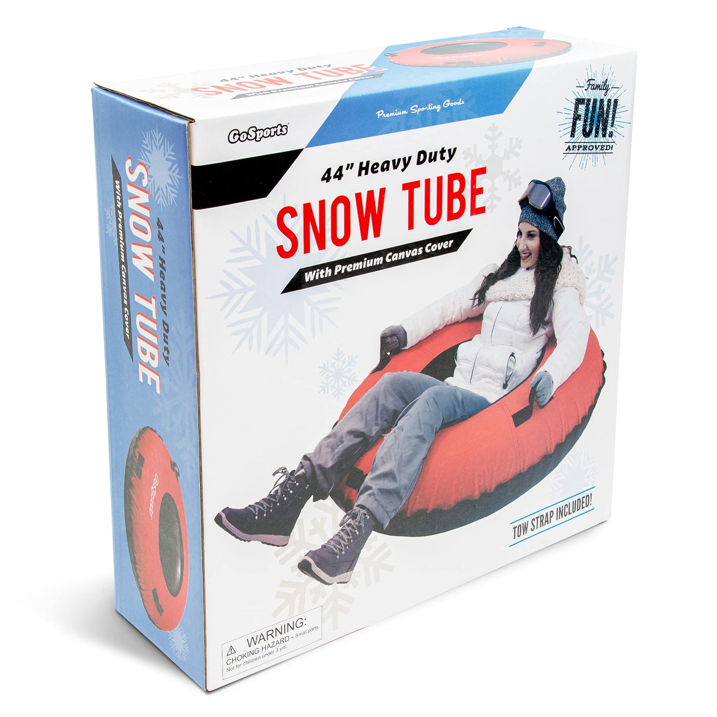 GoSports 44 Inch Heavy-Duty Winter Snow Tube with Premium Canvas Cover - Commercial Grade Sled - Red