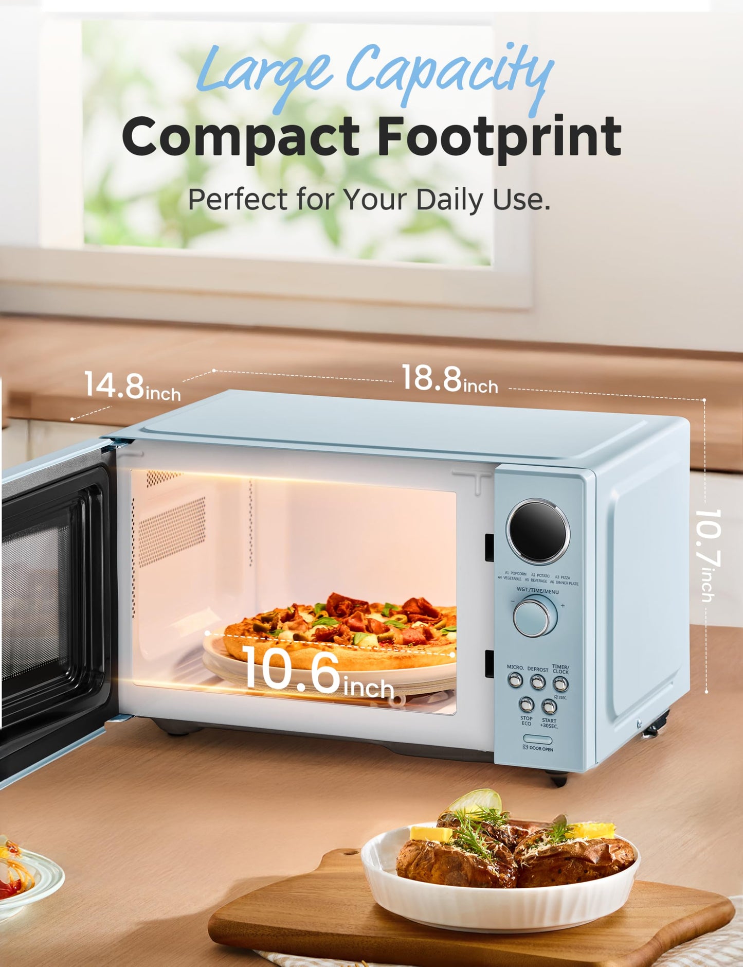 COMFEE EM720CPL-PMB Countertop Microwave Oven with Sound On/Off, ECO Mode and Easy One-Touch Buttons, 0.7 Cu Ft, Black