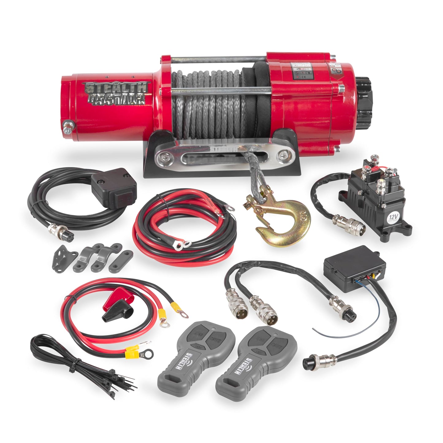 Stealth Winches 13500lb Truck Winch 12V Electric Winch with 2 Wireless remotes and Steel Rope, Perfect for SUV Towing Trailer Winch, Hook, Weatherproof, with Roller Fairlead, Heavy Duty