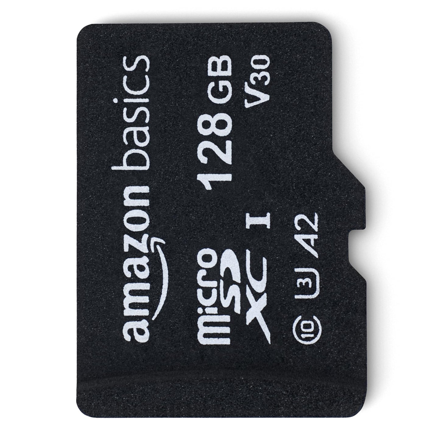 Amazon Basics microSDXC Memory Card with Full Size Adapter, A2, U3, Read Speed up to 100 MB/s, 128GB, Black