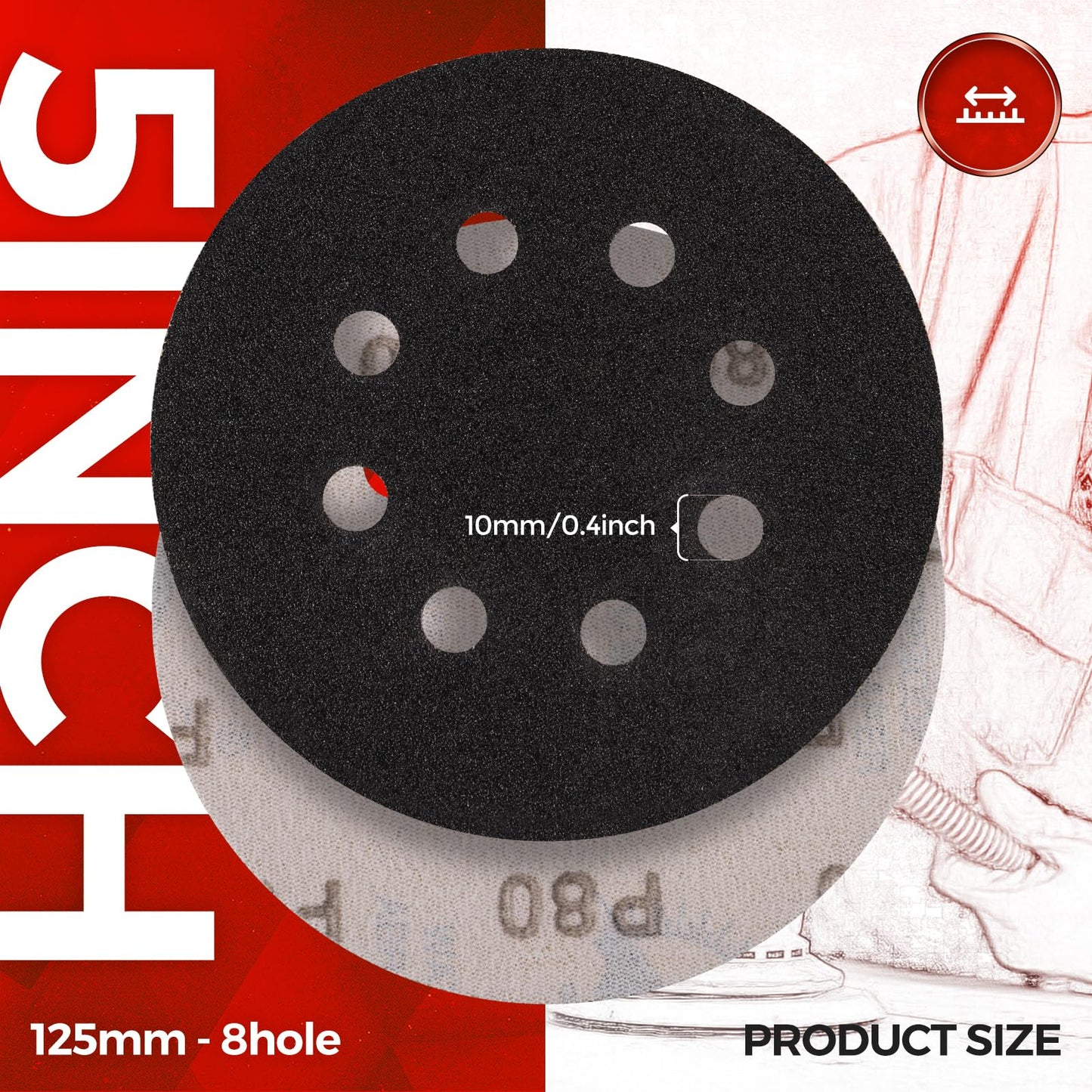 100 PCS 5 Inch Sanding Discs 120 Grit, Round Hook and Loop Sandpaper for Random Orbital Sander