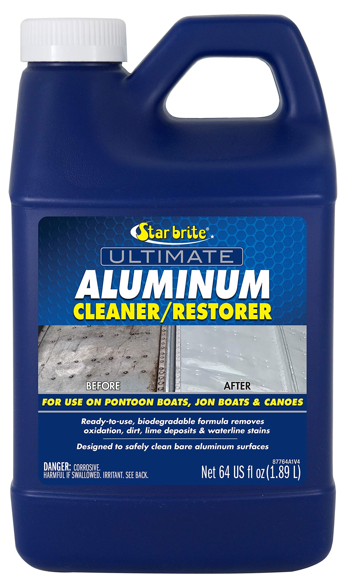 STAR BRITE Ultimate Aluminum Cleaner & Restorer - Aluminum Boat Cleaner - Perfect for Pontoon Boats, Jon Boats & Canoes (NO SPRAYER) - 64 OZ (087762)