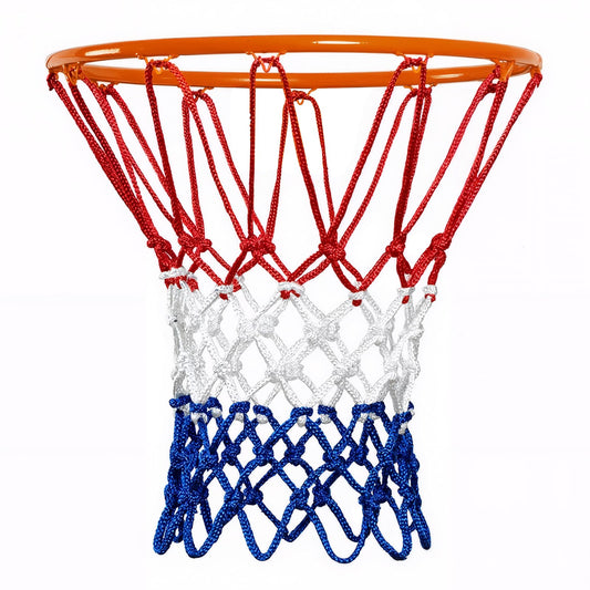 ELFFILLA Basketball Net Heavy Duty 7.16oz Professional Grade, All Weather Anti Whip Basketball Net Replacement for Outdoor Indoor Standard Hoop, 12 Loops Reinforced (Red White Blue)