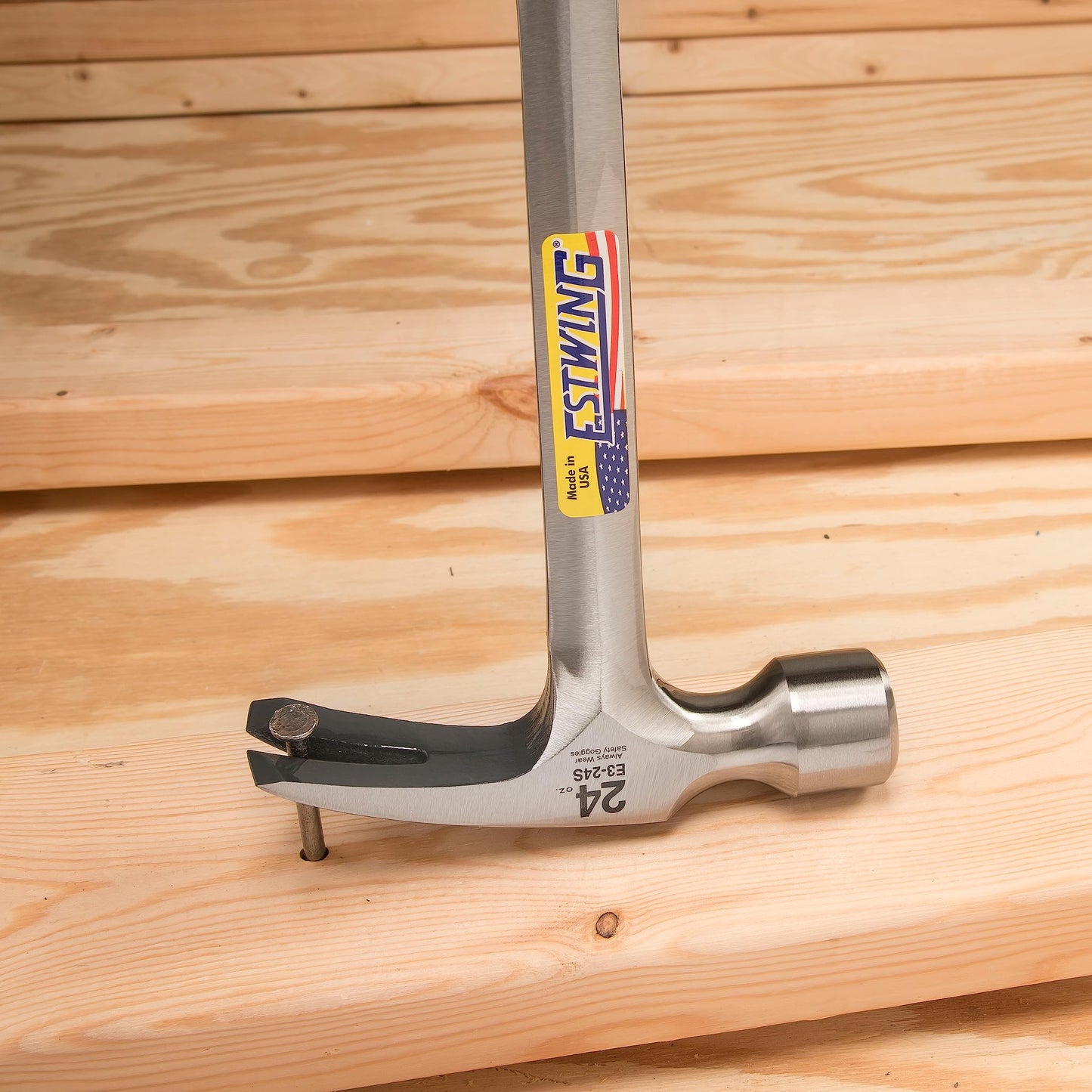 ESTWING Framing Hammer - 22 oz Long Handle Straight Rip Claw with Milled Face & Shock Reduction Grip - E3-22SM