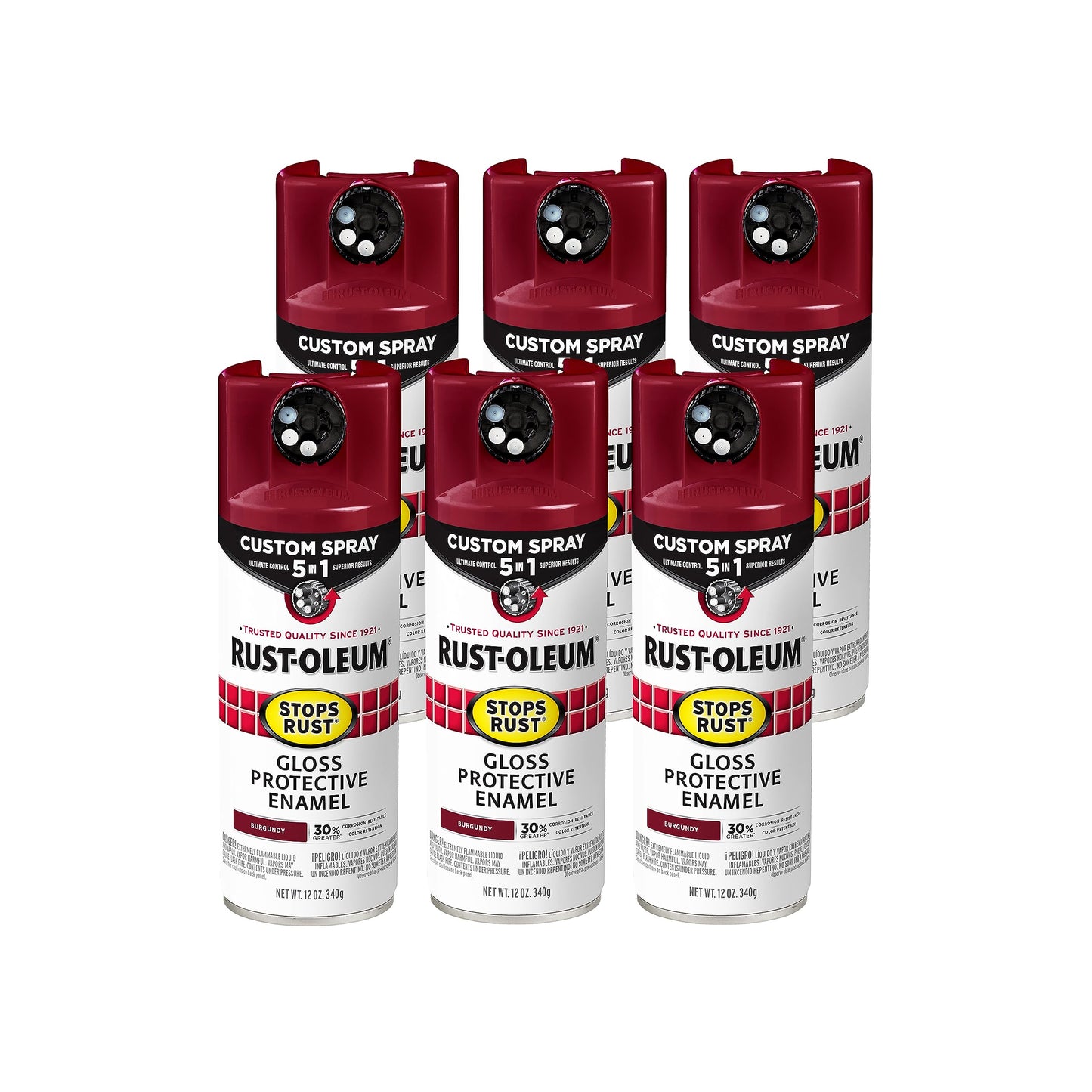Rust-Oleum 376892 Stops Rust Custom Spray 5-in-1 Spray Paint, 12 oz, Gloss Leather Brown
