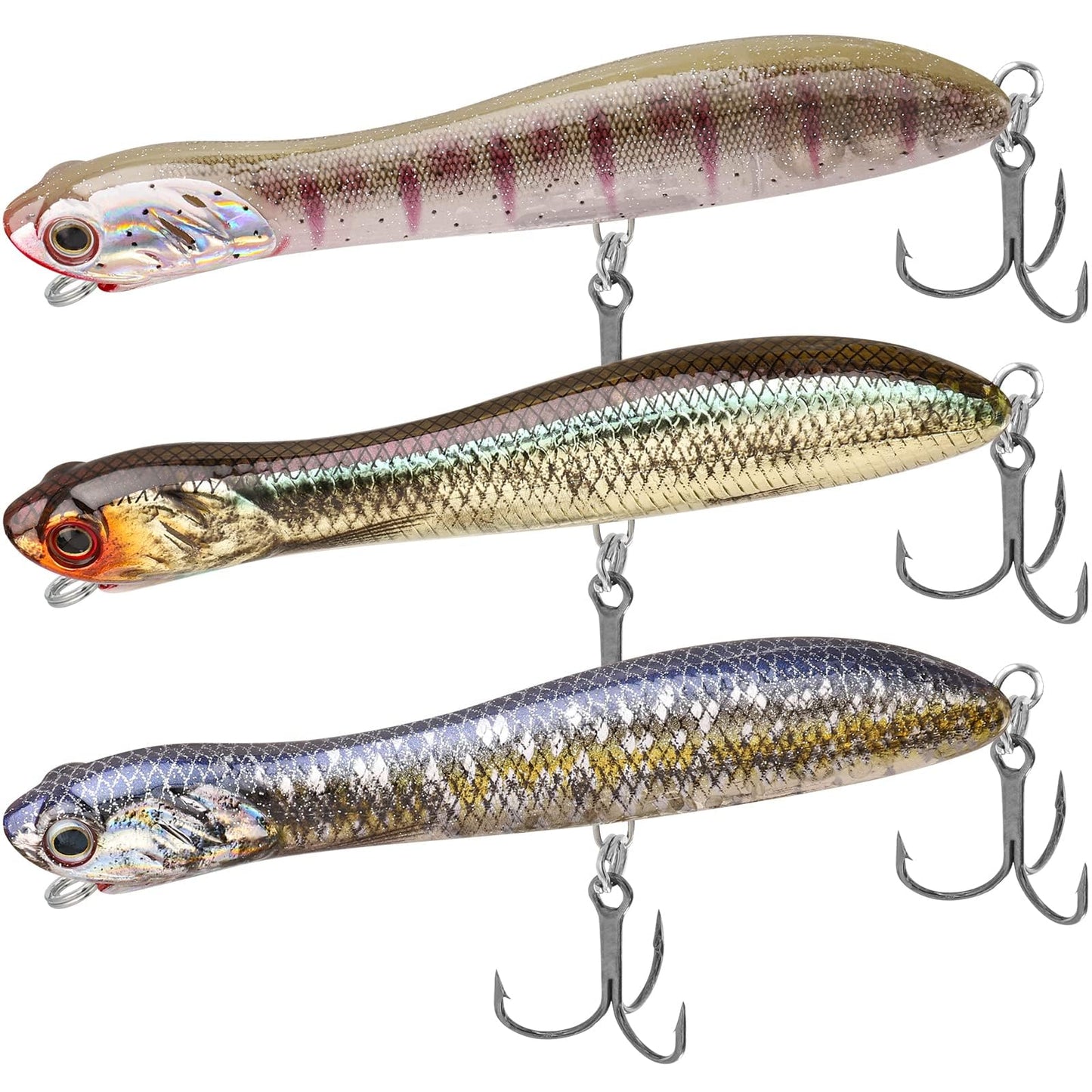 TRUSCEND PoPobait Plopper with BKK Hooks, Top Water Fishing Lures for Bass Walleye Pike Catfish Musky Perch, Floating Lure for Freshwater or Saltwater, Amazing Teasers Fishing Gifts for Family Fishing
