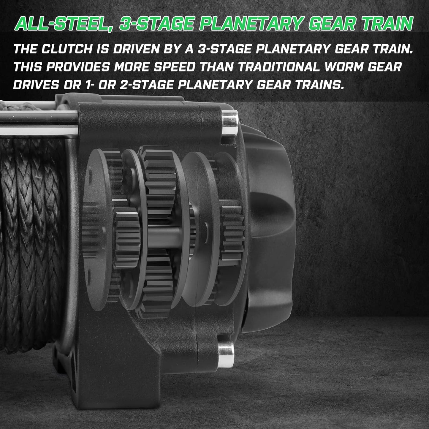 3500lbs ATV/UTV Winch with Synthetic Rope, Electric Boat Trailer Winch 12V, Waterproof Winch with 2 Wireless Remotes &Wired Switch,with Mounting Plate,Pulley,Rope Damper,Aluminium Fairlead