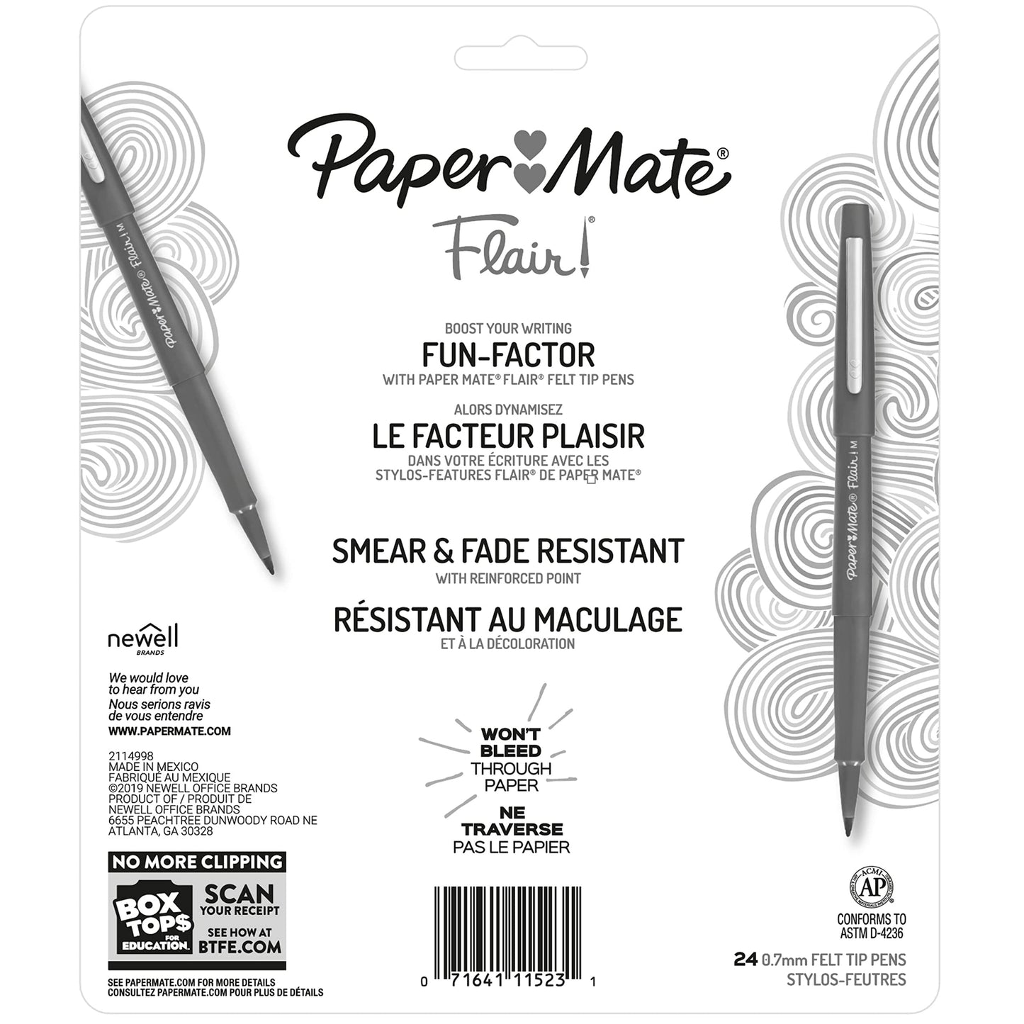 Paper Mate Felt Tip Pens, Flair Marker Pens, Medium Point, Assorted, 24 Count - Home, Office, Back to School, Teacher Supplies