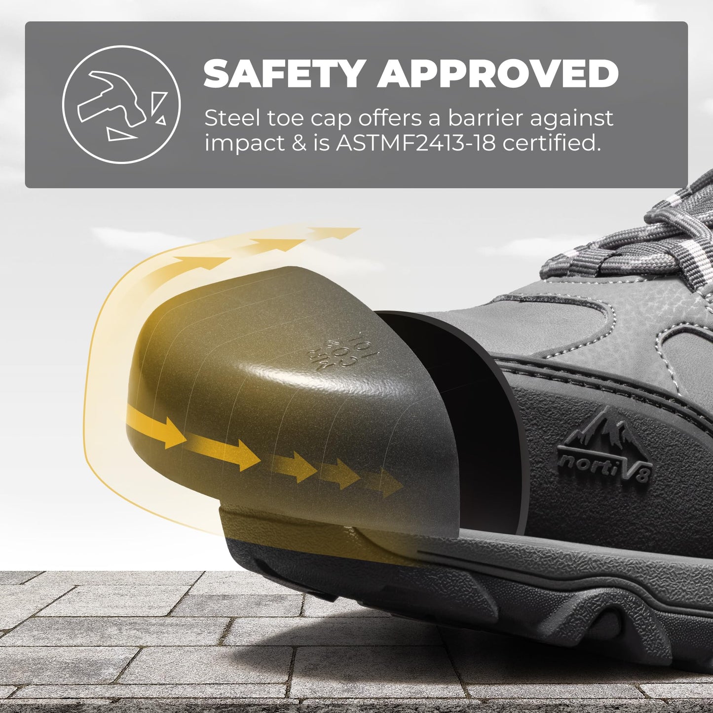 NORTIV 8 Waterproof Steel Toe Boots for Men Slip Resistant Safety Industrial Boots