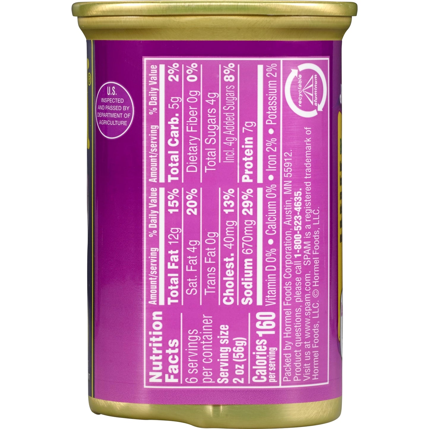 SPAM with Real HORMEL Bacon, 7 g protein, 12 oz (Pack of 12)