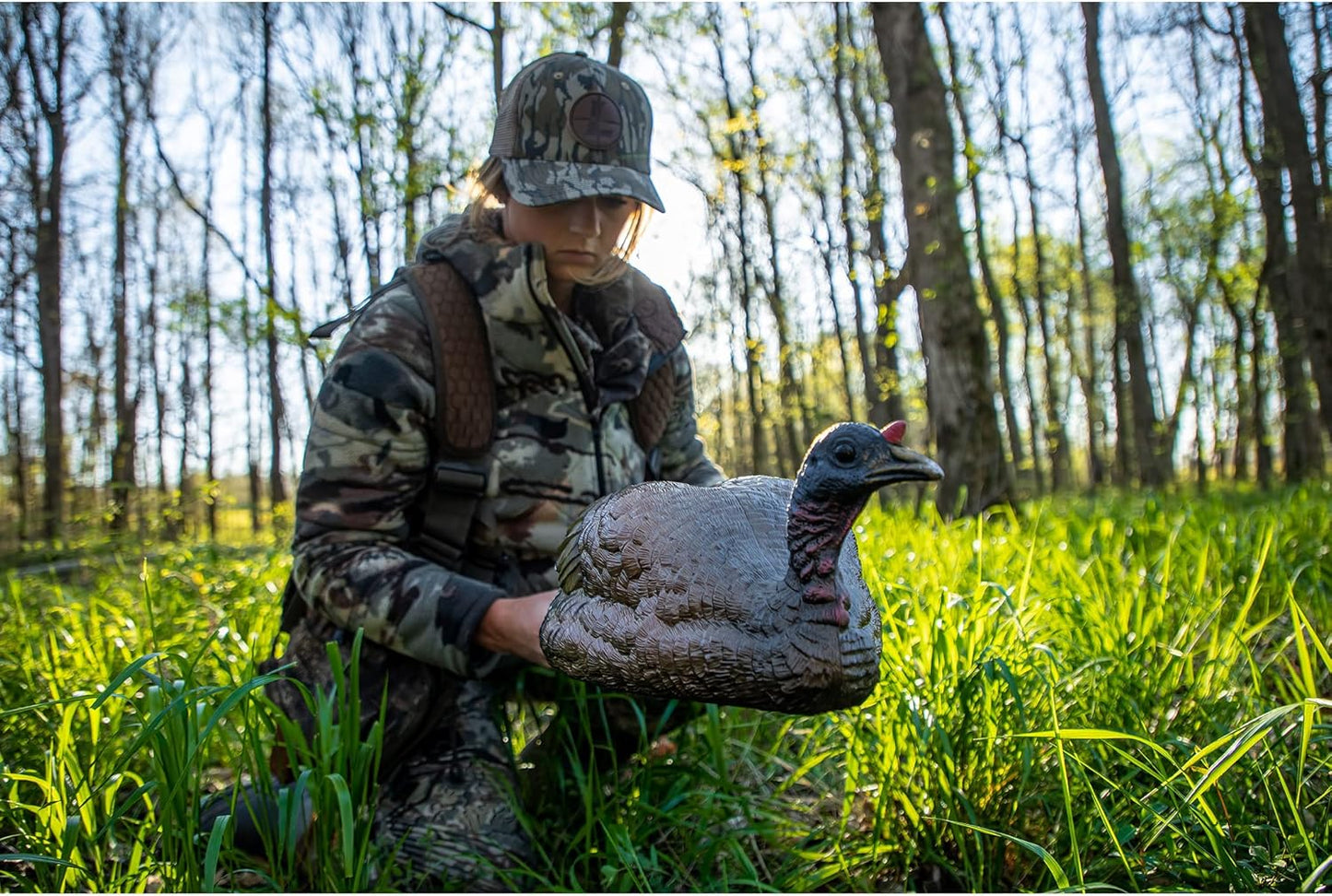 Higdon Outdoors Jake & Jill 1/4 Strut Jake and Laydown Hen Full Body Turkey Decoy Combo with Carry Bag