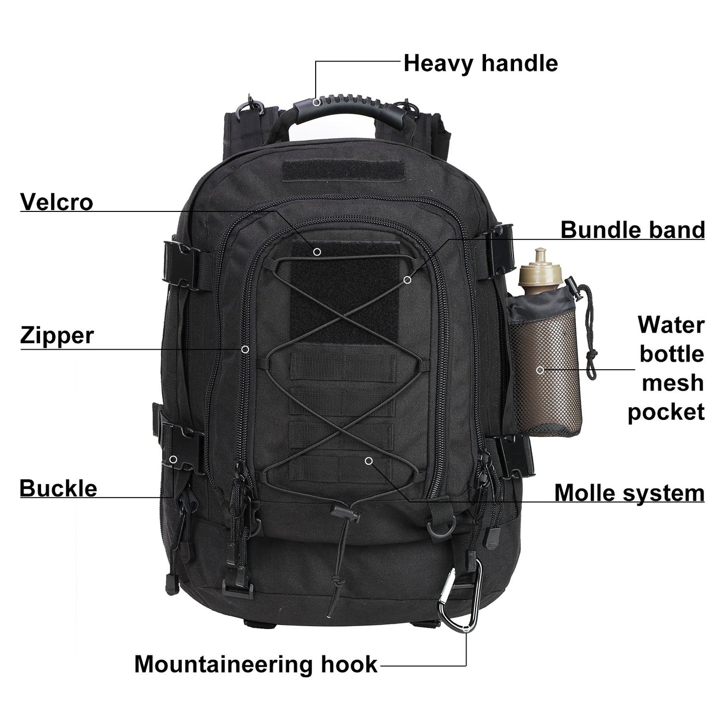 Large Tactical Backpack for Men Military Backpack with DIY System for Travel, Work,Camping,Hunting,Hiking,Sports (GREEN)