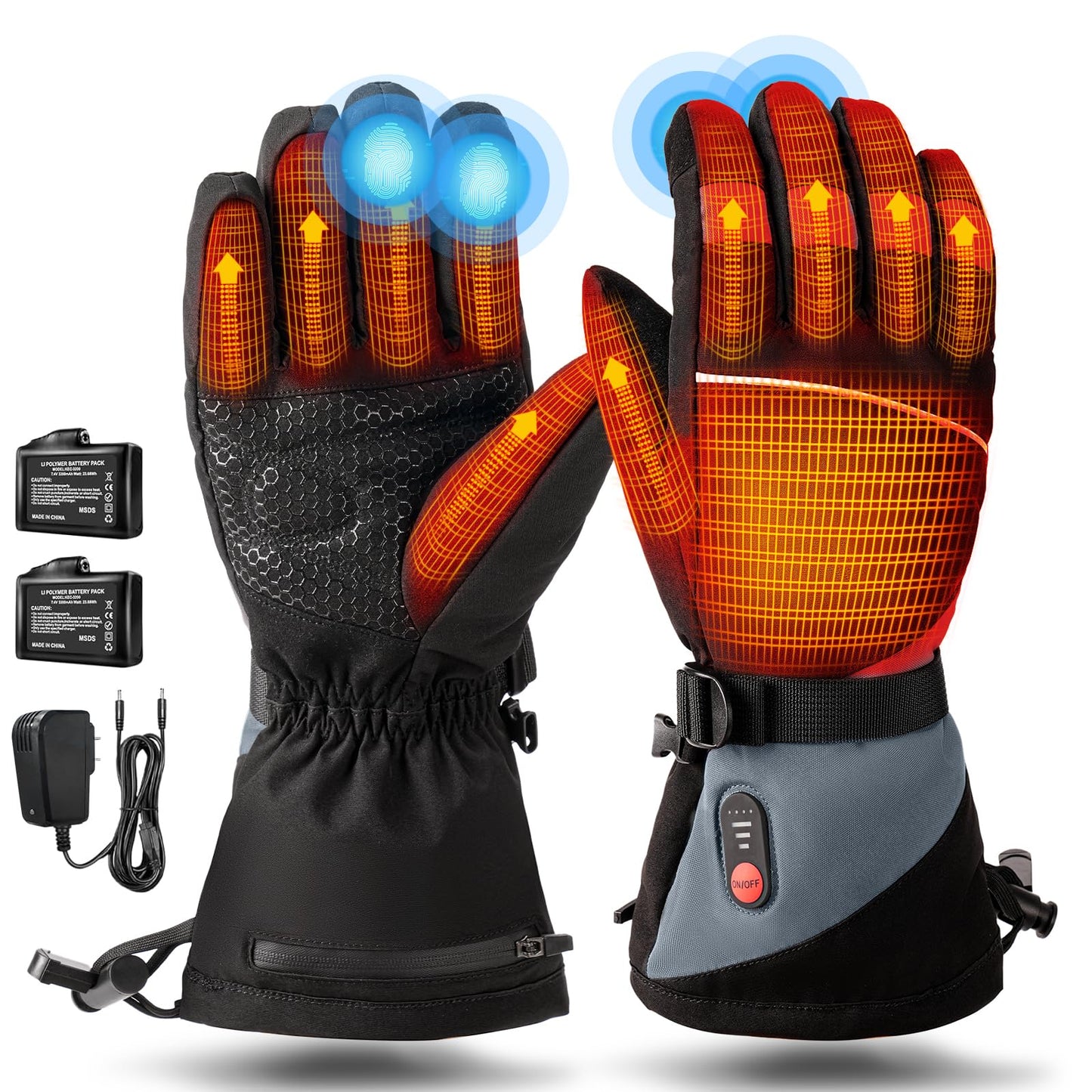 Rechargeable Heated Gloves - 7.4V Fast Heating for Men Women, Arthritis Relief, Snowmobile Skiing Hiking Working