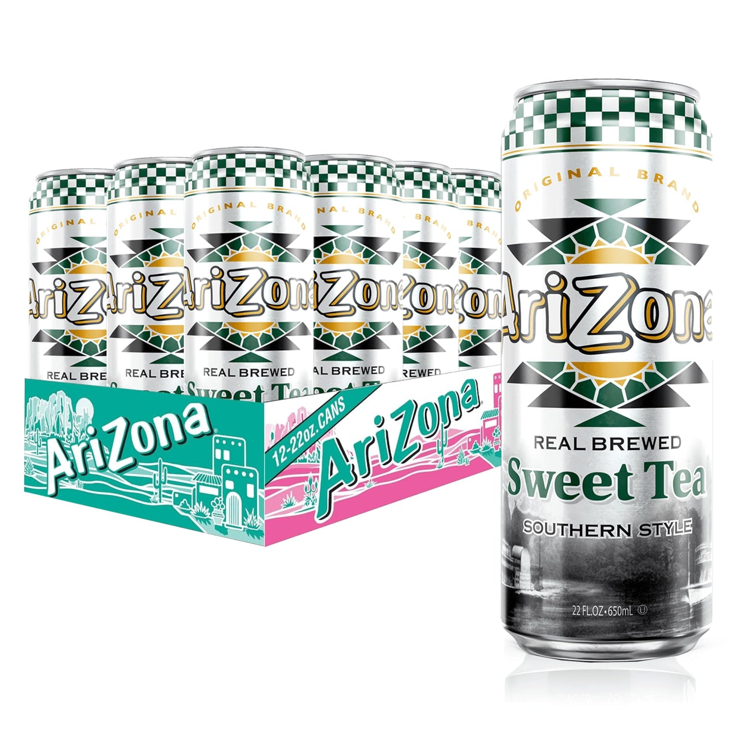 AriZona Green Tea with Ginseng and Honey - Big Can, 22 Fl Oz (Pack of 12)