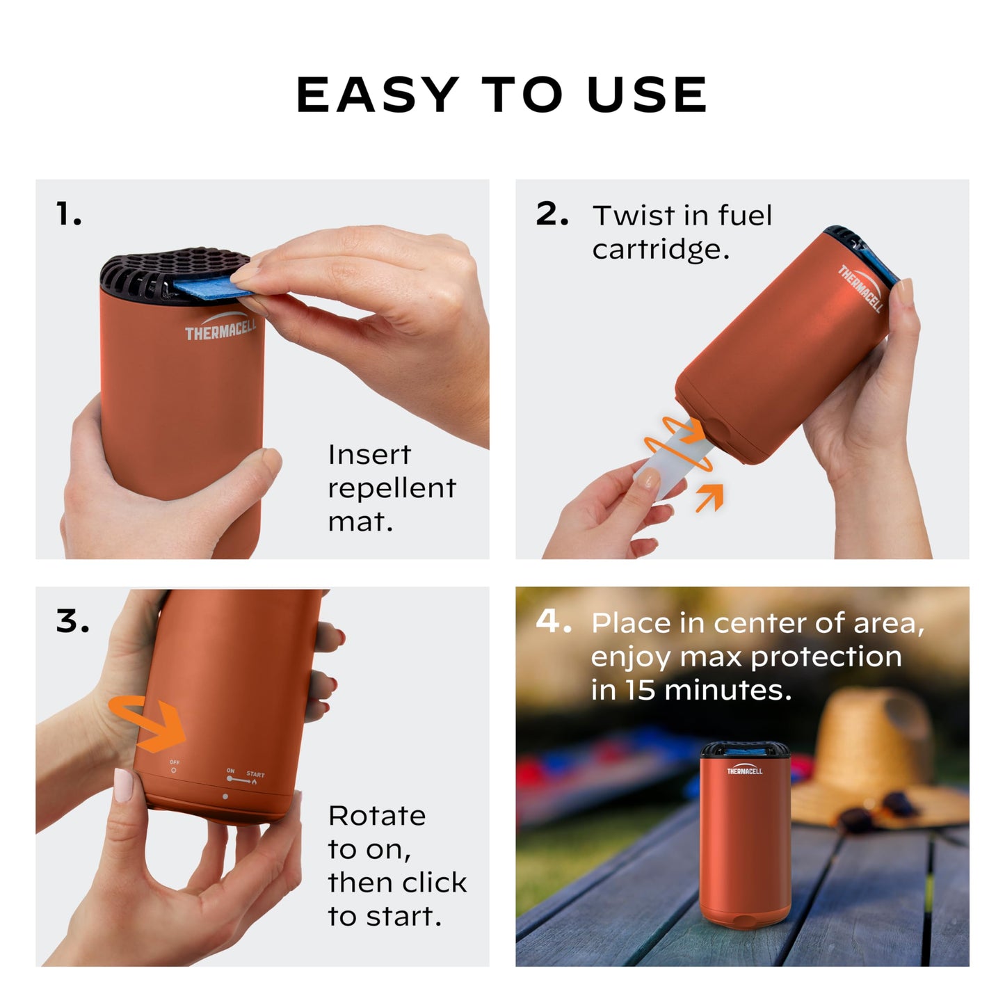 Thermacell Mosquito Repeller Patio Shield; Includes 12-Hour Refill; 15 Foot Zone of Protection; Highly Effective Mosquito Repellent for Patio; Bug Spray Alternative; Scent Free
