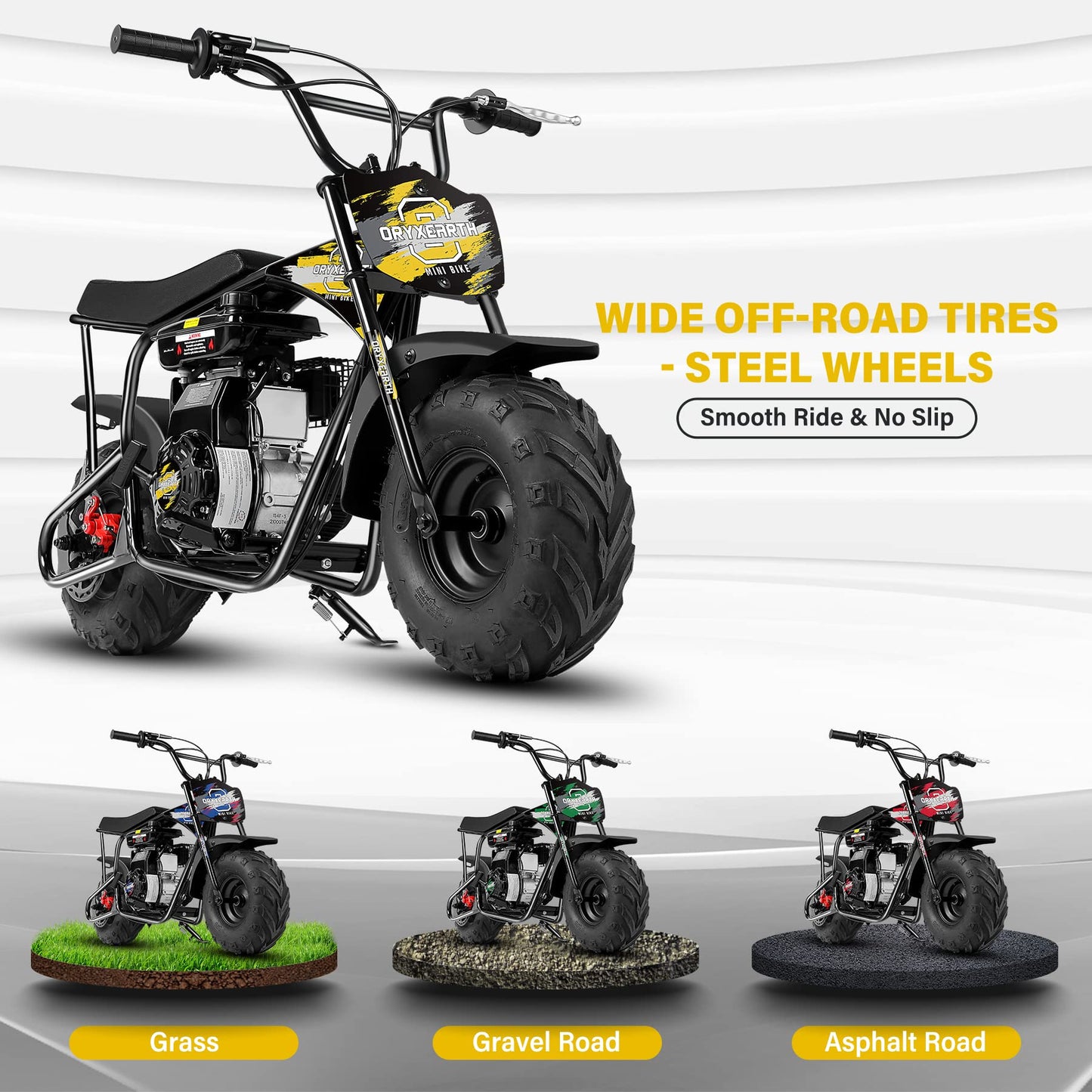 Oryxearth Mini Dirt Bike for Kids, 105CC 4-Stroke Kid Gas Powered Off-Road Pocket Pit Trail Motorcycle W/EPA Approved, Up to 24 Mph Weight Support 185 LBS