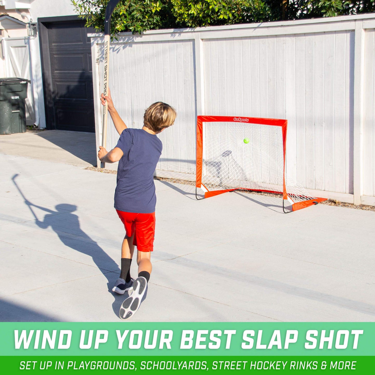 GoSports Hockey Street Set - Includes Pop-Up Goal and 2 Hockey Sticks with 2 Balls