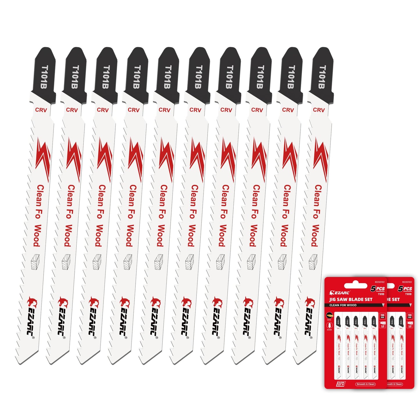 EZARC Jigsaw Blades Set 30pcs with Storage Case, Assorted T-Shank Replacement Jig Saw Blades for Cutting Wood, Plastic and Metal