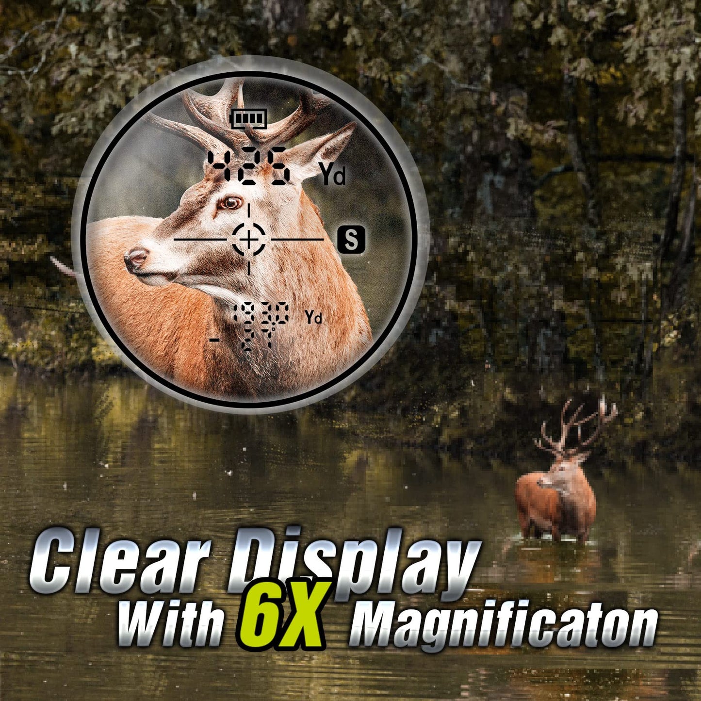 TIDEWE Hunting Rangefinder with Rechargeable Battery, 700/1000Y Camo Laser Range Finder 6X Magnification, Distance/Angle/Speed/Scan Multi Functional Waterproof Rangefinder with Case