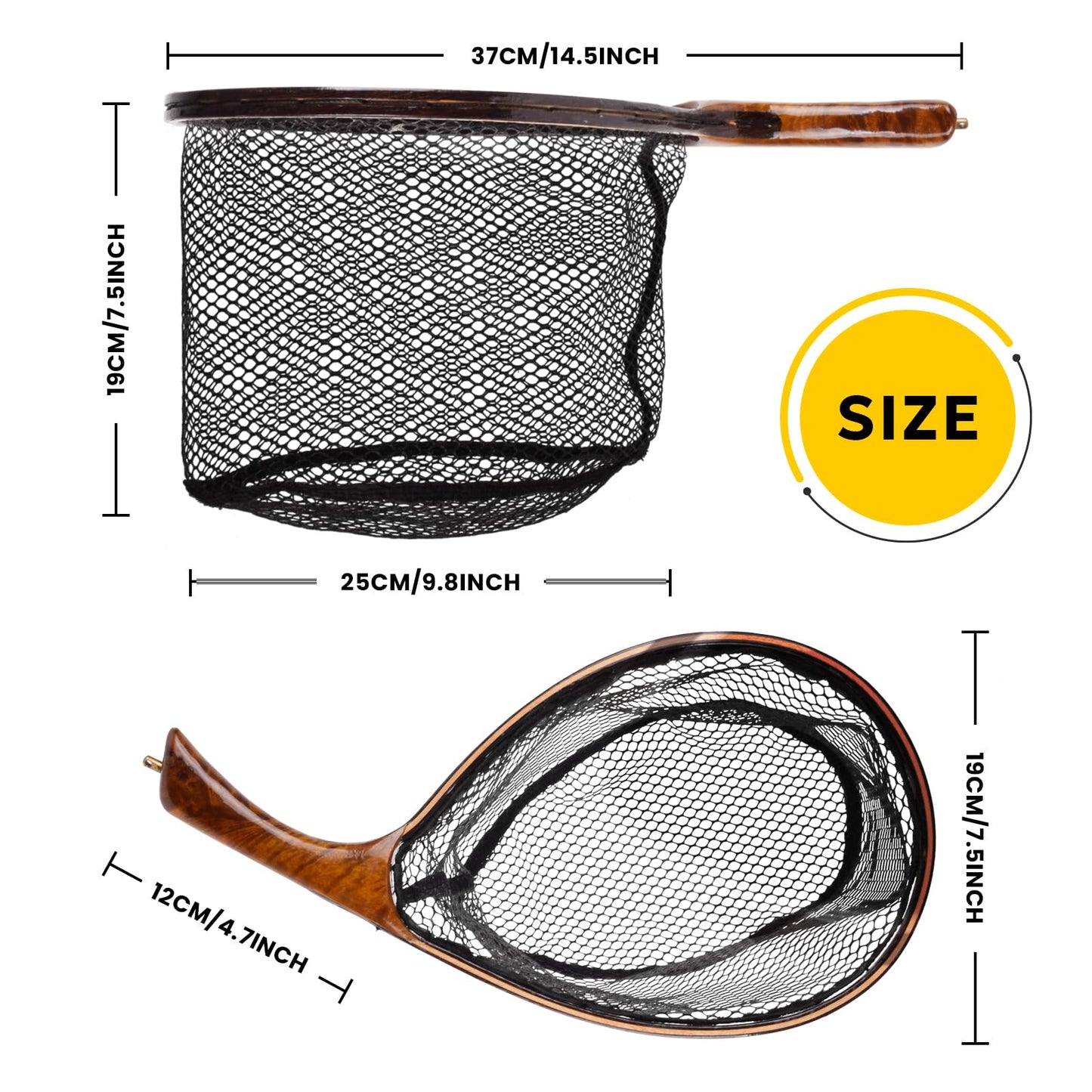 SF Fly Fishing Landing Net Soft Rubber Mesh Trout Net Catch and Release Net