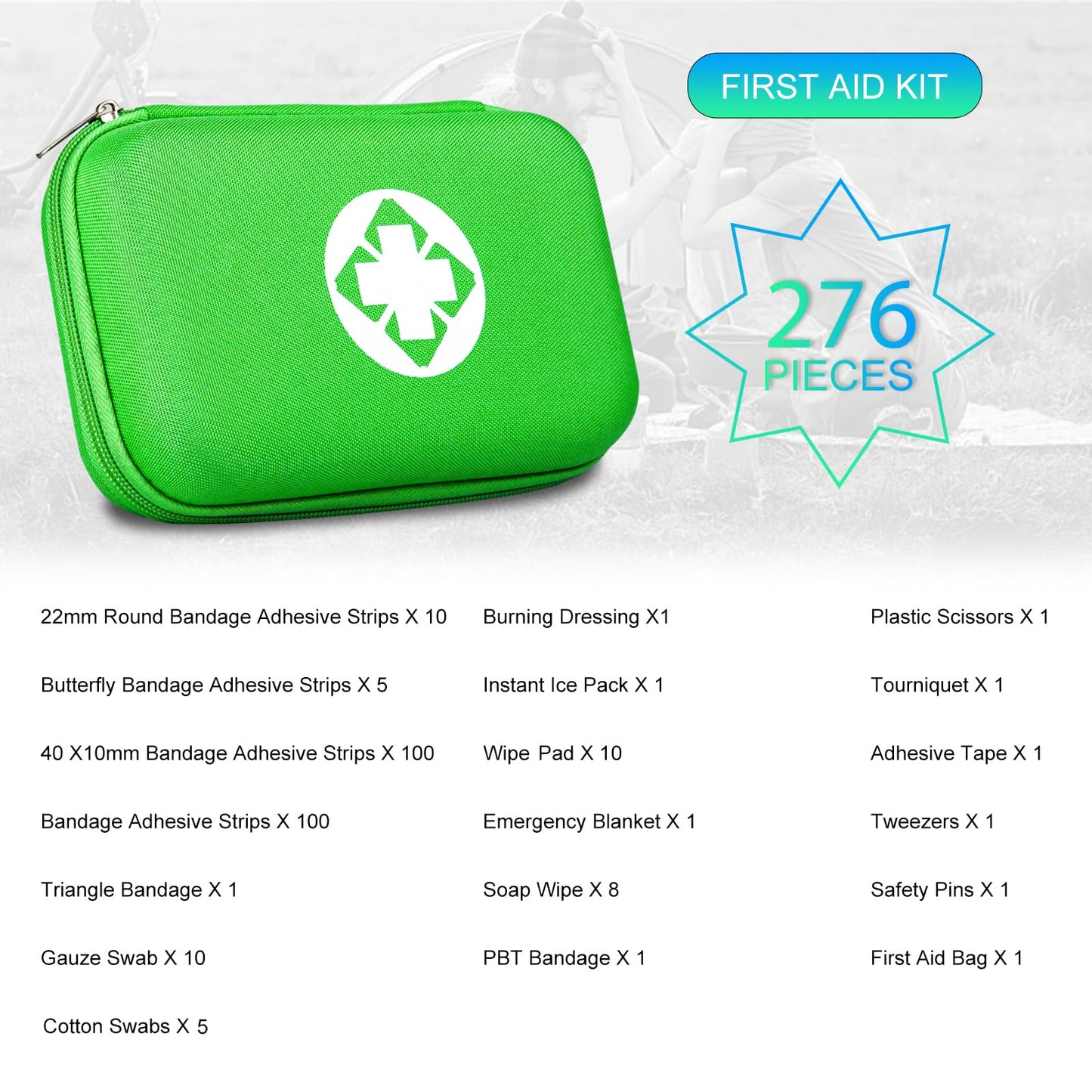 276PCS First Aid Kit Home Car Camping Hiking Emergency Supplies Small Compact Lovely Bag for School Outdoor, Basic Outdoor Essentials Survival Kit for Travel AMORNING
