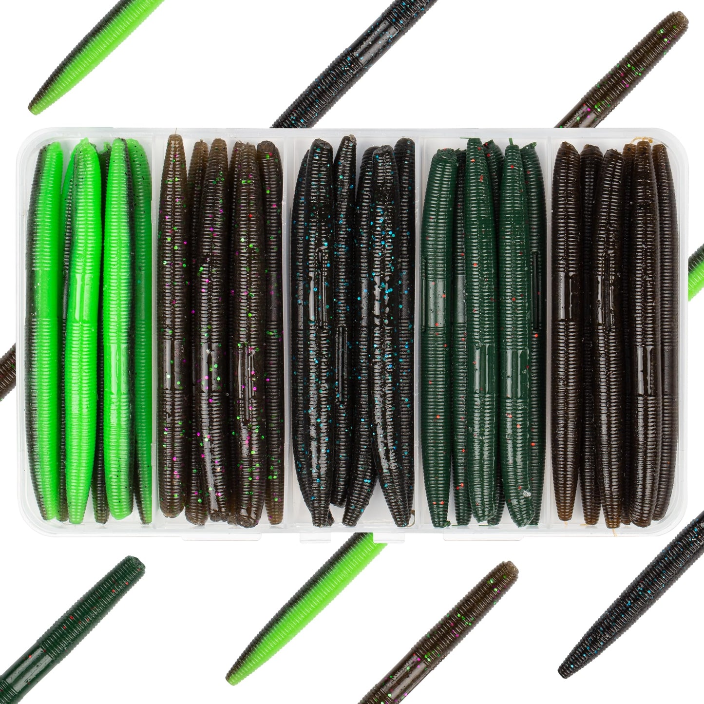 Senko Worms Kit – 4"/5" Soft Plastic Fishing Lures with Salt Impregnation for Bass Fishing
