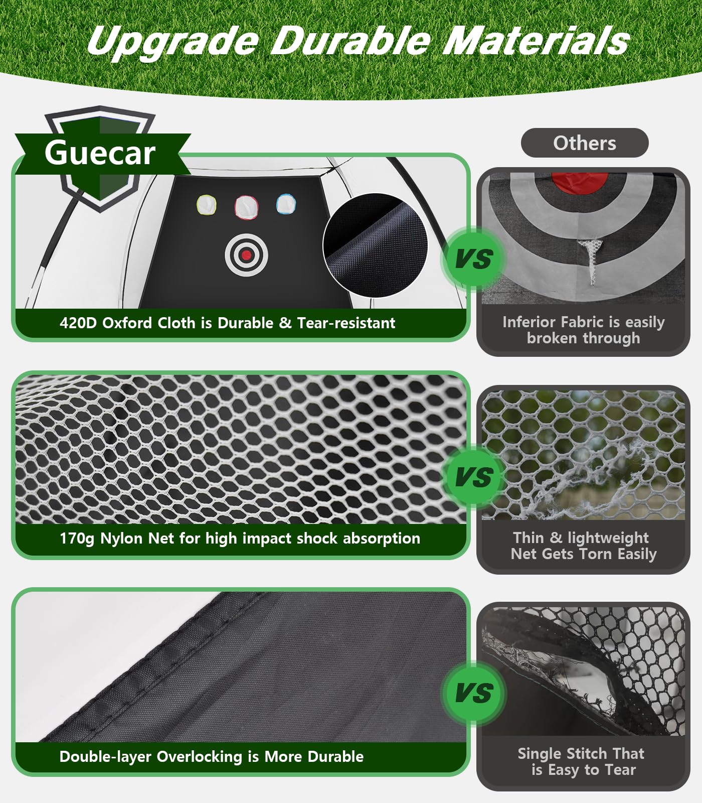 Golf Net, 10x7ft Golf Practice Net with Tri-Turf Golf Mat, All in 1 Home Golf Hitting Aid Nets for Backyard Driving Chipping Swing Training with Target/Mat/Balls/Tee/Bag - Gift for Men