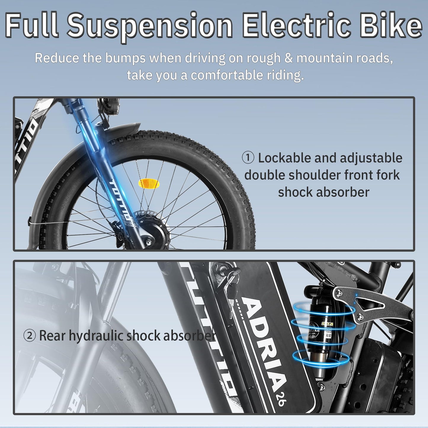 Peak 5000W-Electric-Bike for Adults-Men, Dual-Motor-Ebike 40-46MPH-Hunting-Ebike, 52V 30AH Long Range Dirtbike, 26" Fat-Tire-Electric-Bicycle, Full Suspension Mountain Bike for Off-Road Snow Sand