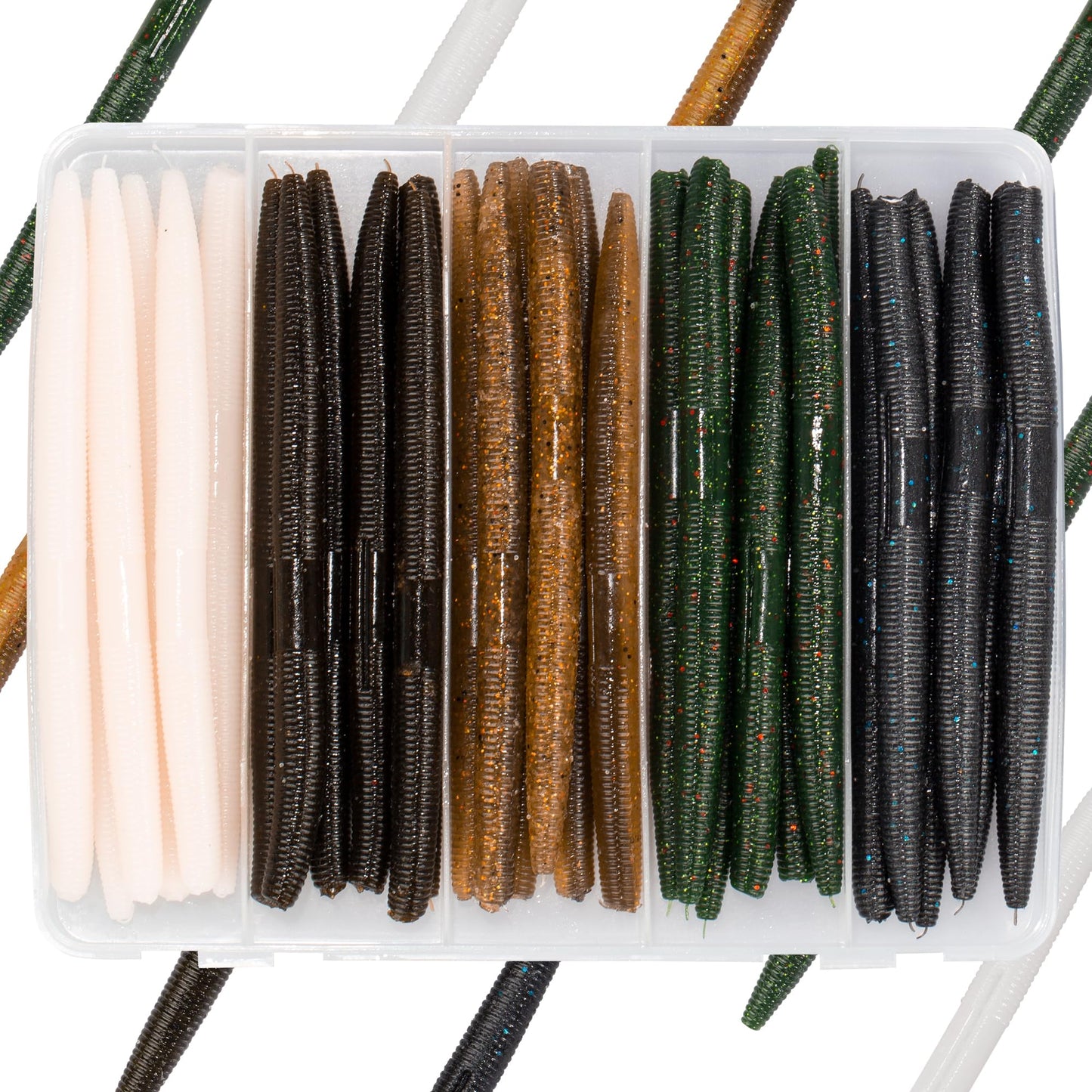 Senko Worms Kit – 4"/5" Soft Plastic Fishing Lures with Salt Impregnation for Bass Fishing