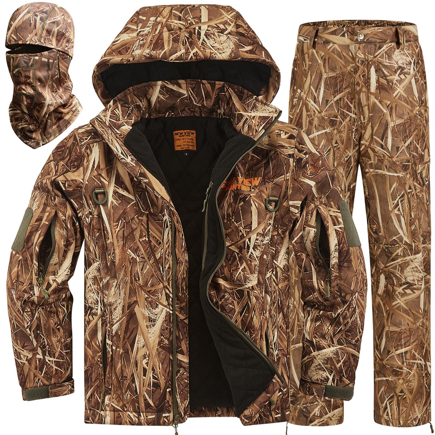 NEW VIEW Insulated Hunting Clothes for Men Cold Weather, Warm Camo Hunting Jacket and Pants, Hunting Suit for Deer Duck Hunts