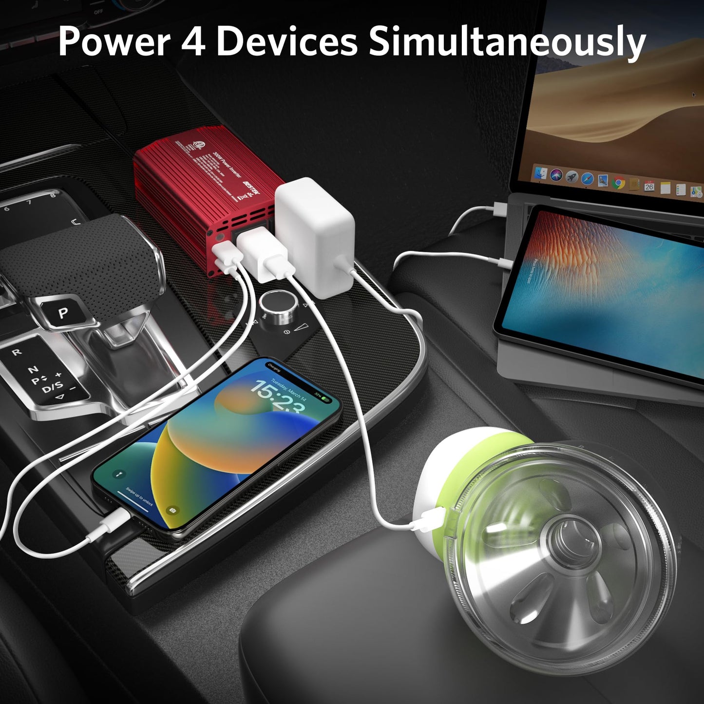 BESTEK 300W Power Inverter DC 12V to 110V AC Car Inverter with 4.2A Dual USB Car Adapter